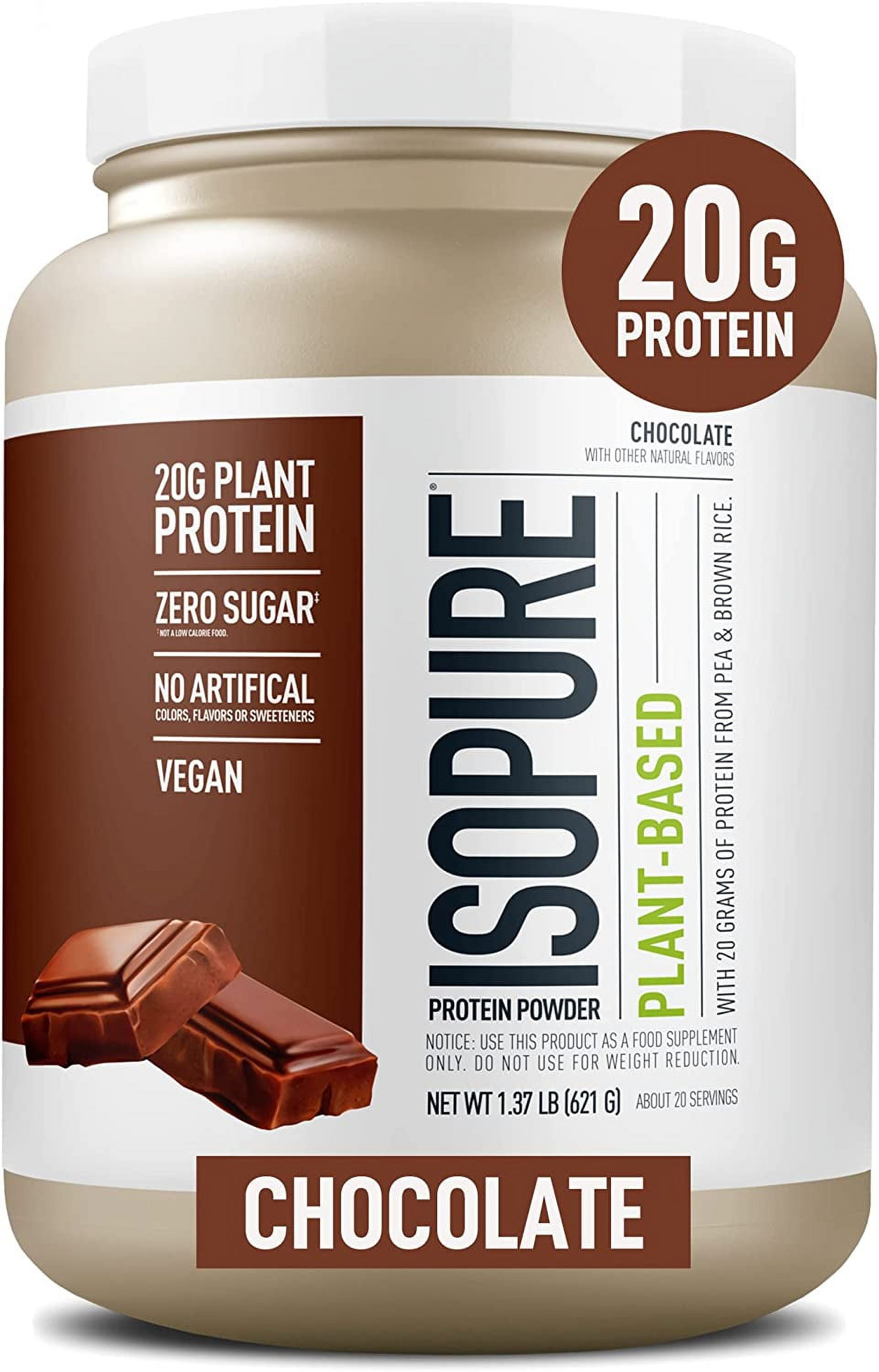 Isopure Plant Based Pea & Brown Rice Protein Powder Chocolate 1.37 lbs