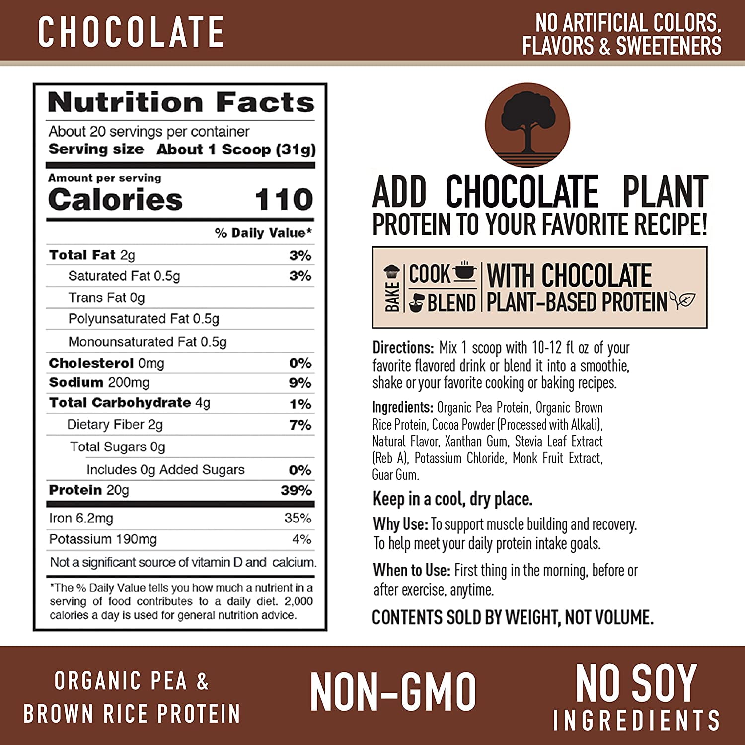 Isopure Plant Based Pea & Brown Rice Protein Powder Chocolate 1.37 lbs
