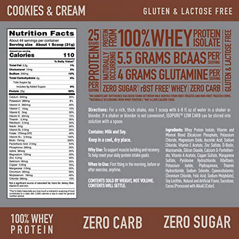 Isopure Zero Carb Protein Cookies and Cream 7.5 lb 110 Servings