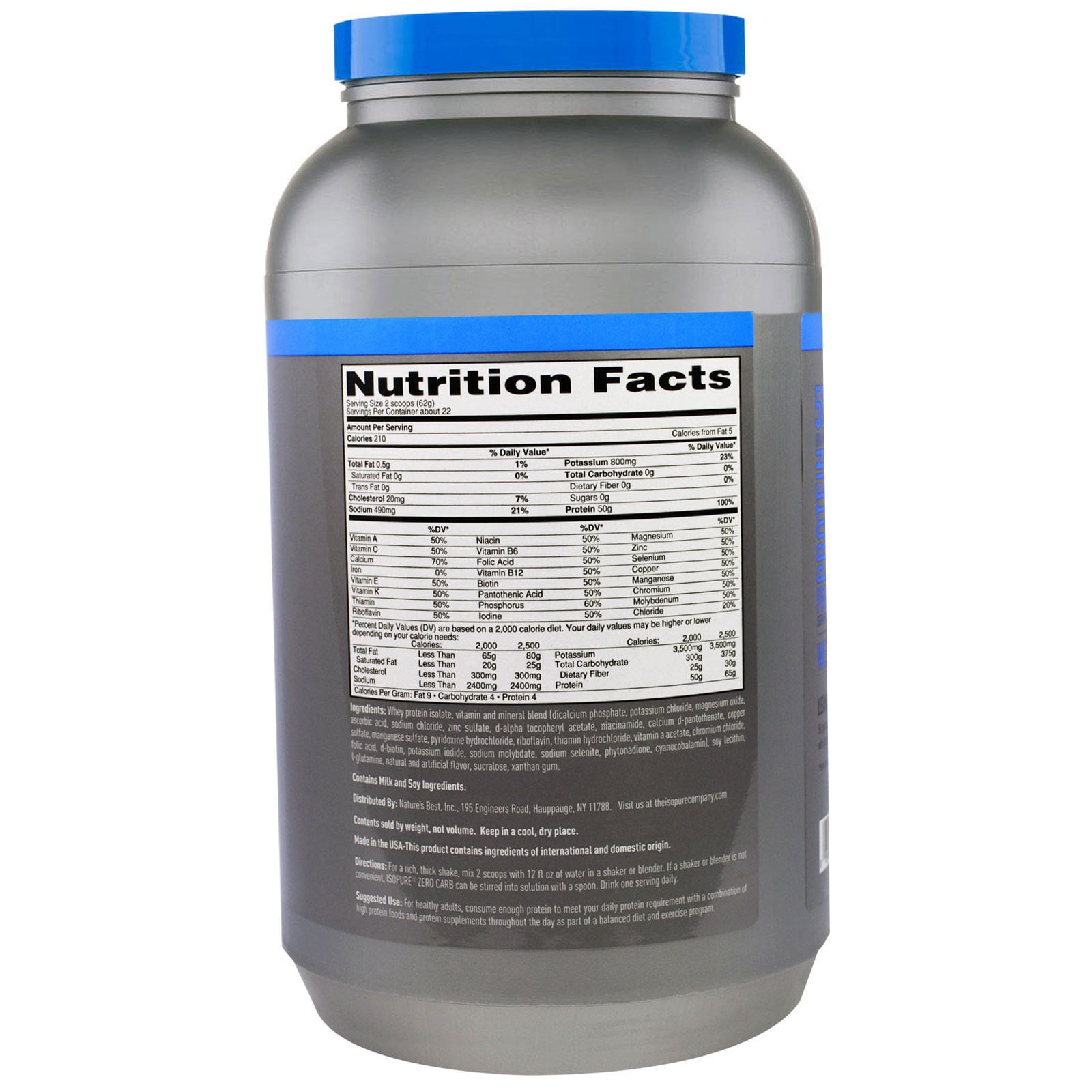 Isopure Zero Carb Whey Protein Isolate 25g Creamy Vanilla Powder 3 lb