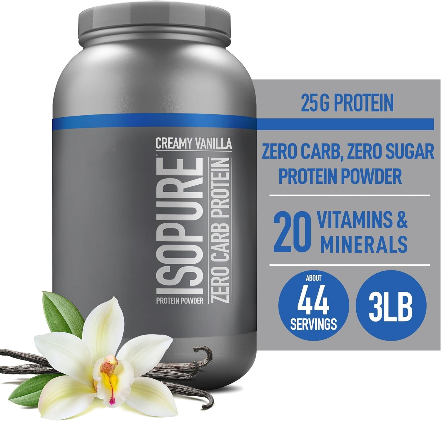 Isopure Zero Carb Whey Protein Isolate 25g Creamy Vanilla Powder 3 lb