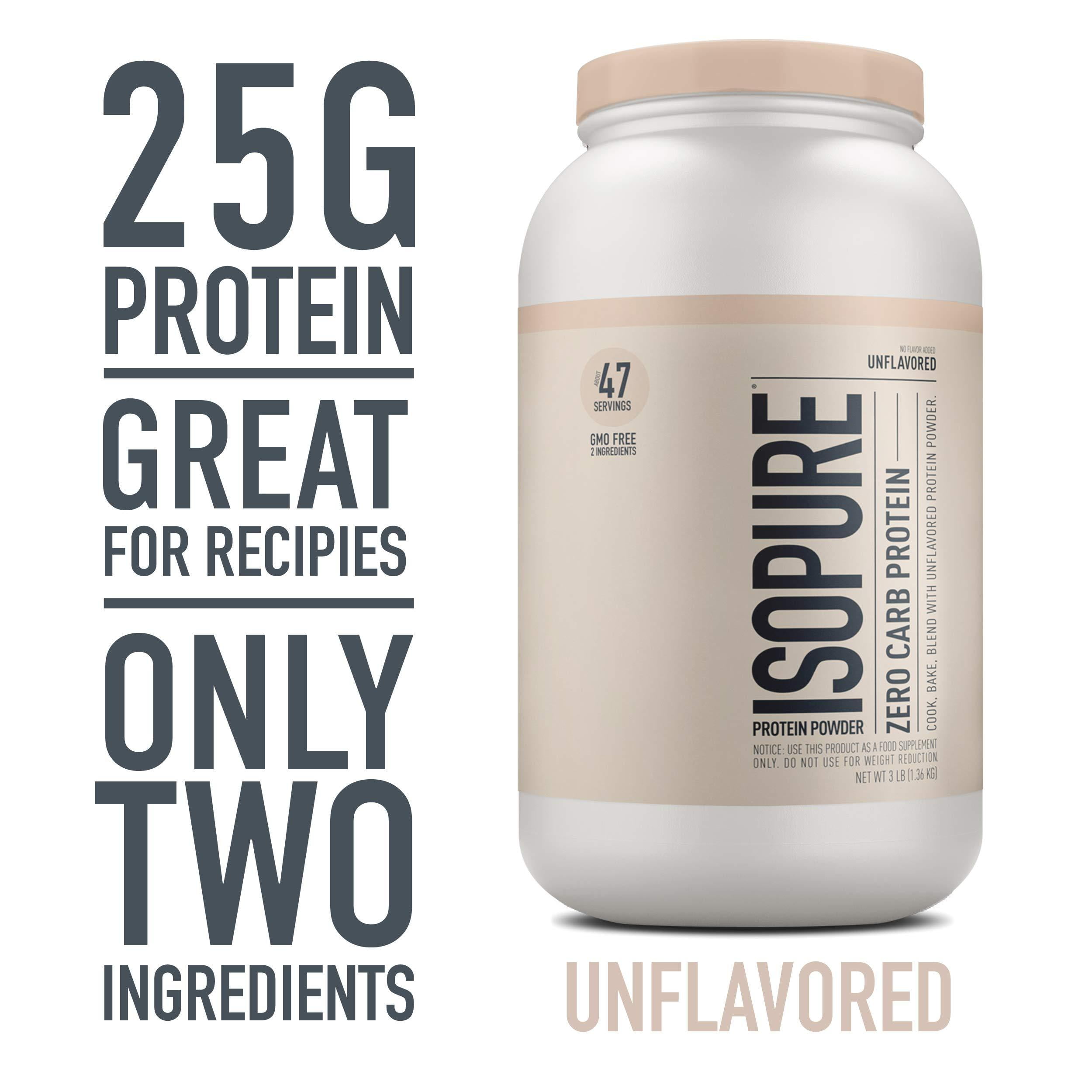 Isopure Zero Carb Unflavored 25g Protein Whey Isolate Powder 3lb GMO-Free Keto Friendly