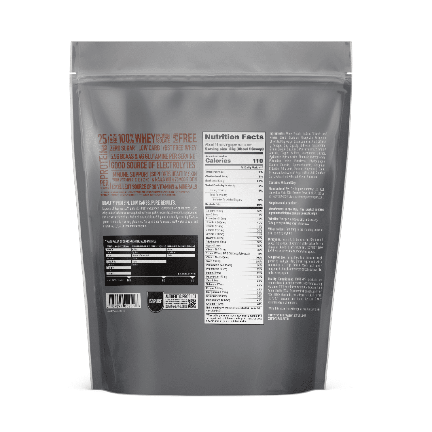 Isopure Low Carb Protein Powder Dutch Chocolate 1lb Bag