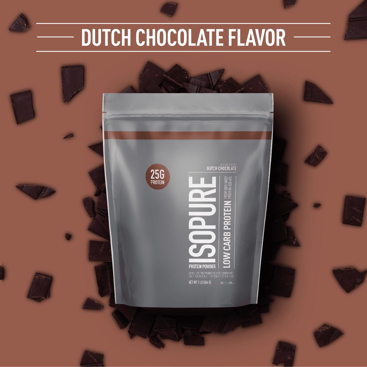 Isopure Low Carb Protein Powder Dutch Chocolate 1lb Bag