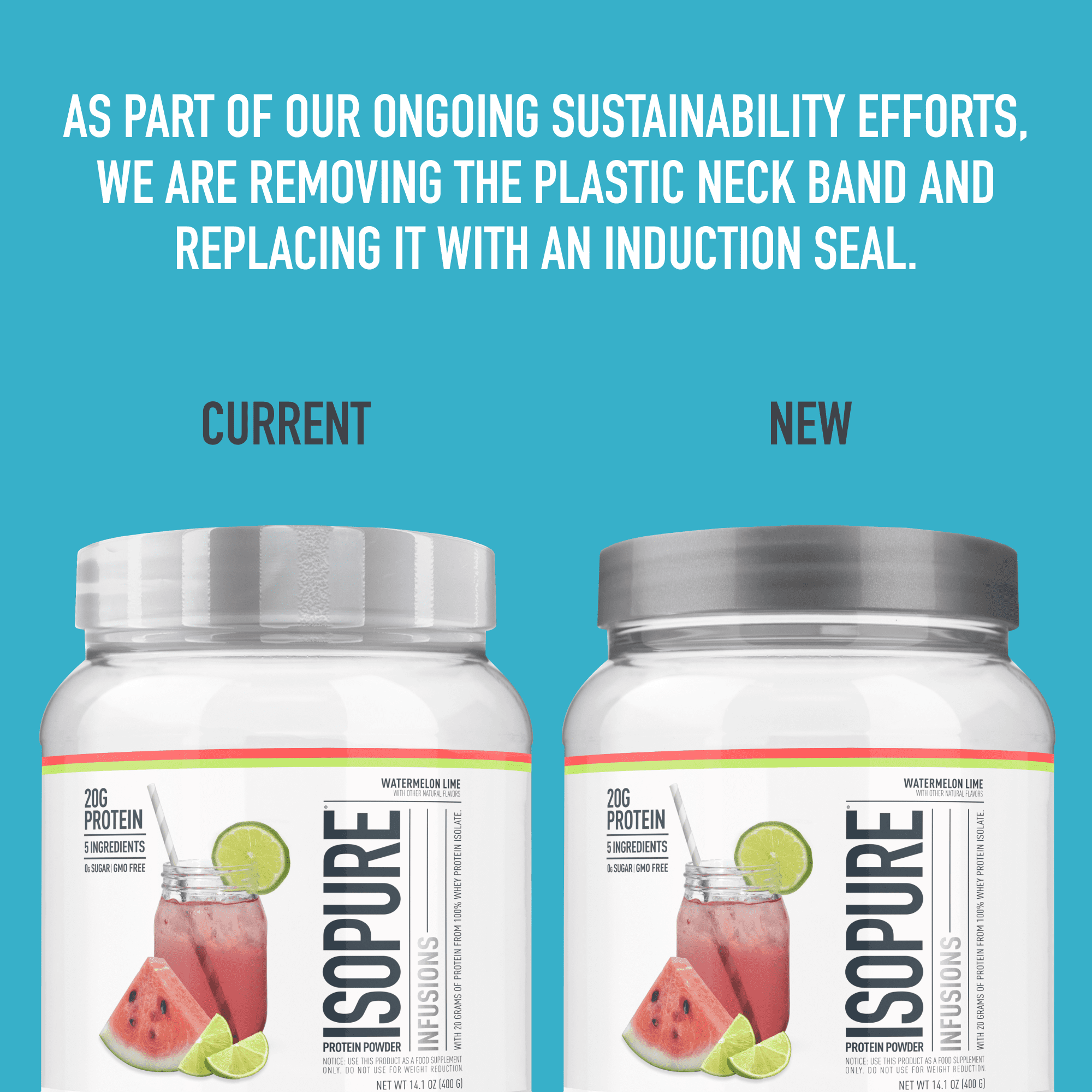 Isopure Infusions Watermelon Lime Protein Powder 14.1 oz 400 g