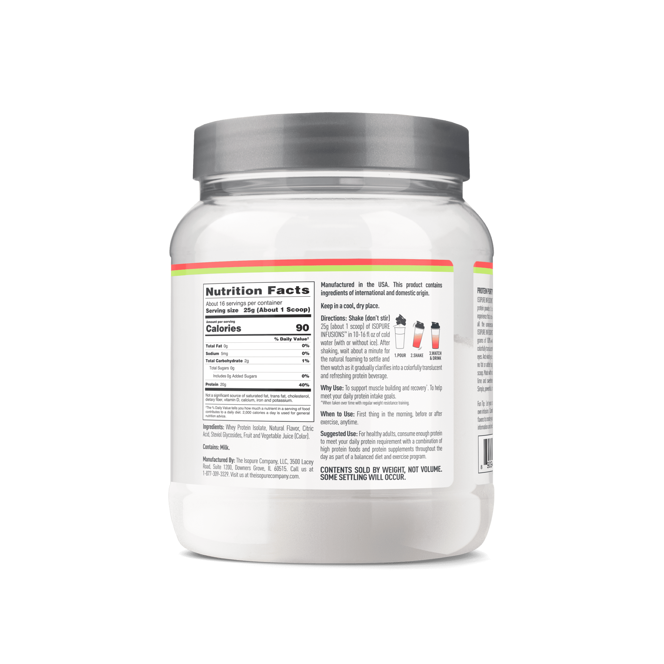 Isopure Infusions Watermelon Lime Protein Powder 14.1 oz 400 g