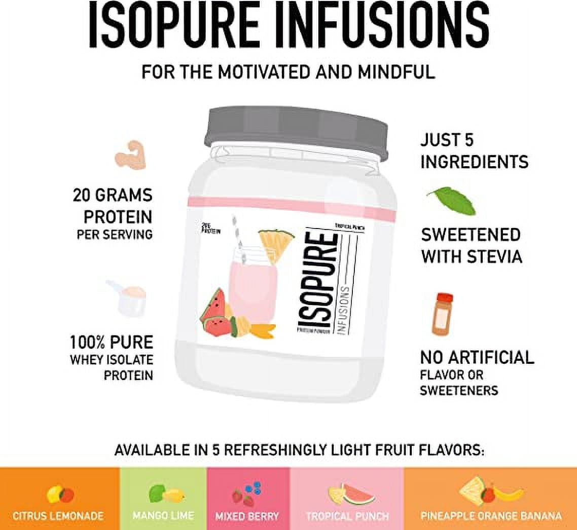 Isopure Infusions 100% Whey Protein Isolate 20g Powder Citrus Lemonade 1.98lb 36 Servings