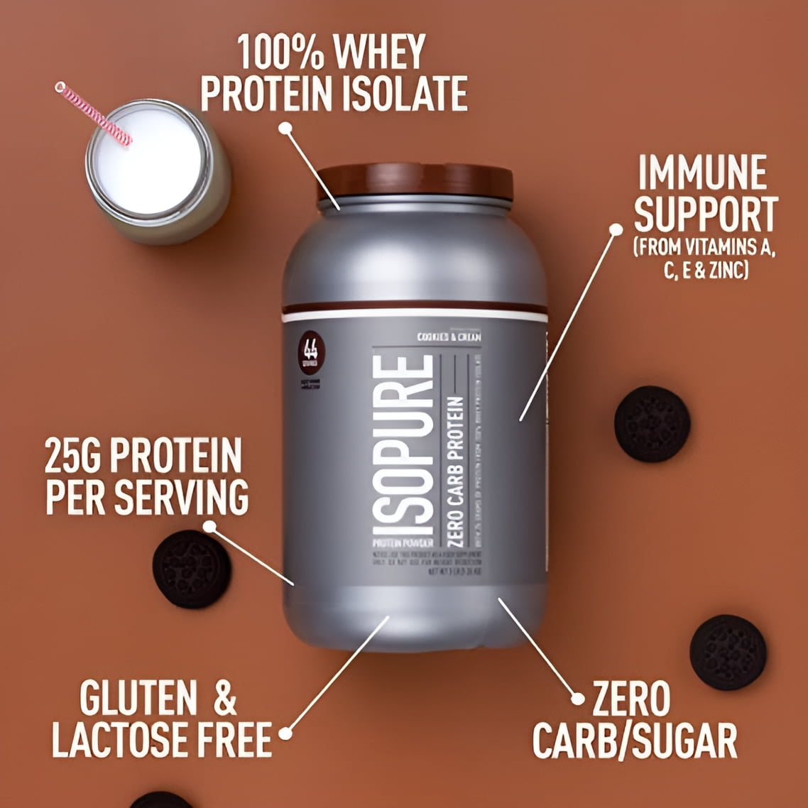 Isopure Zero Carb Cookies Cream Protein Powder 3 lb 1.36 kg