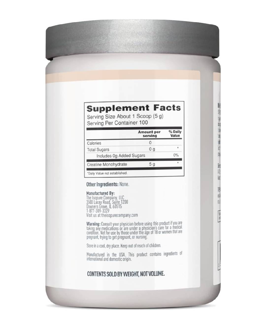 Isopure Creatine Monohydrate Unflavored 1.1 lb for Enhanced Performance and Muscle Growth