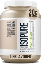 Isopure Plant Based Protein 20g Pea Brown Rice Powder Unflavored 1.15 lb About 20 Servings