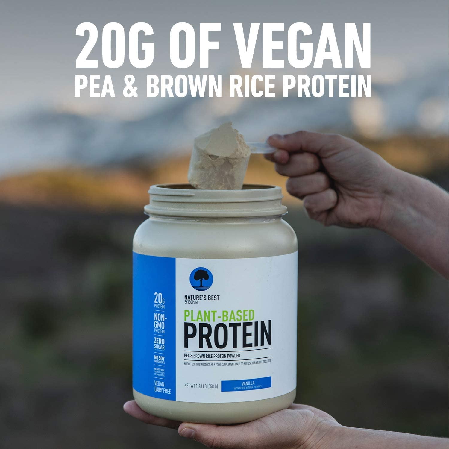 Isopure Plant Based Protein 20g Pea Brown Rice Powder Unflavored 1.15 lb About 20 Servings