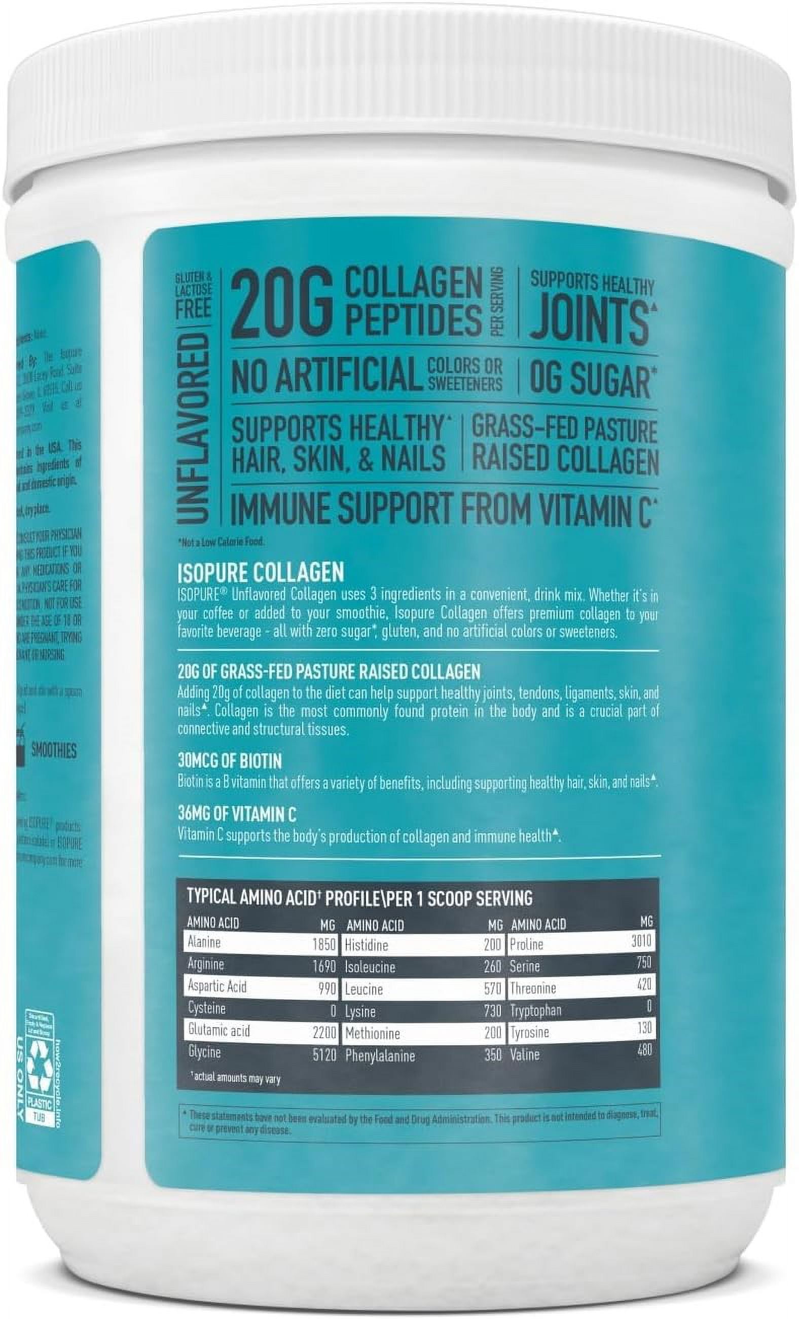 Isopure Collagen Unflavored 14 Servings for Health and Beauty