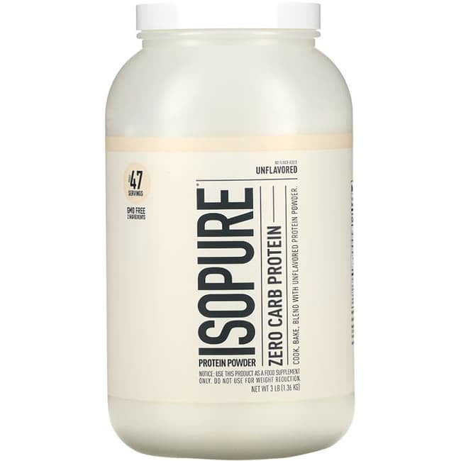 Isopure Zero Carb Whey Protein Isolate 25g Powder Unflavored 3 lb 47 Servings