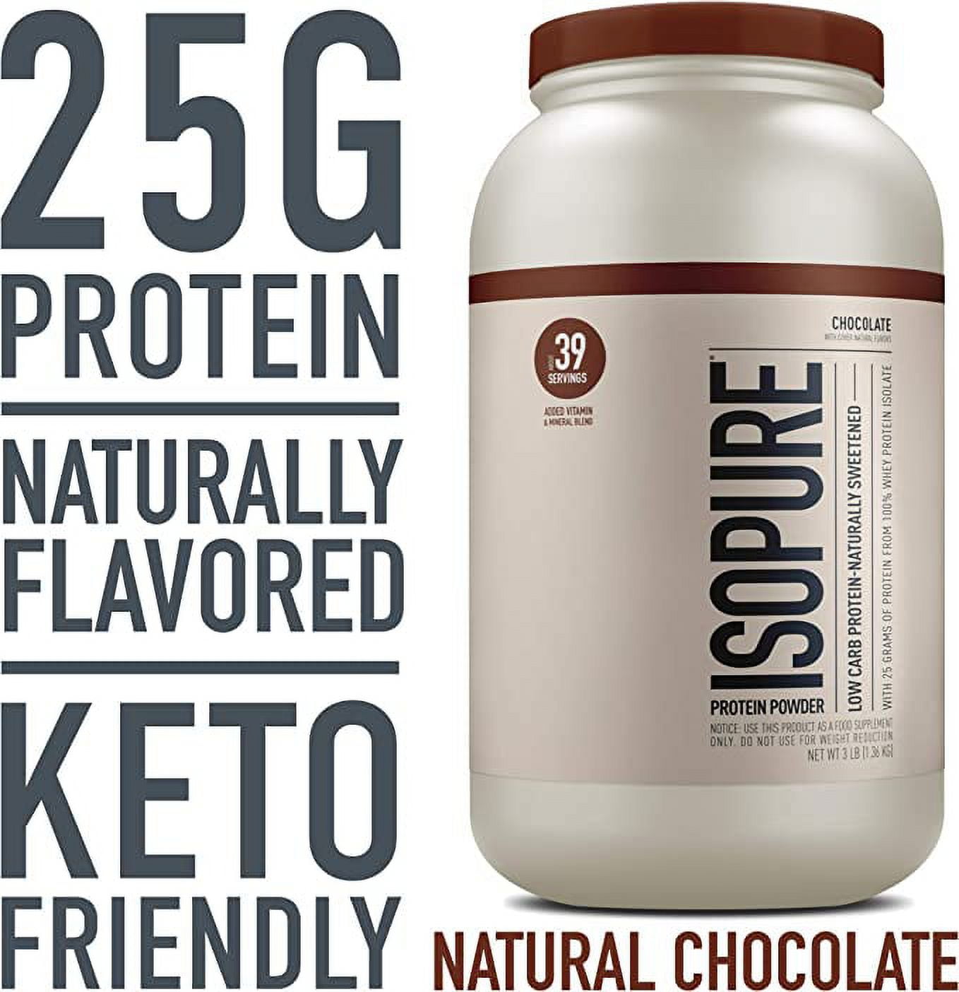 Isopure Low Carb Chocolate Protein Powder 3 lb 1.36 kg