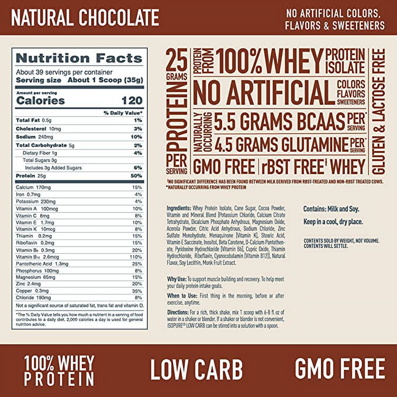 Isopure Low Carb Chocolate Protein Powder 3 lb 1.36 kg