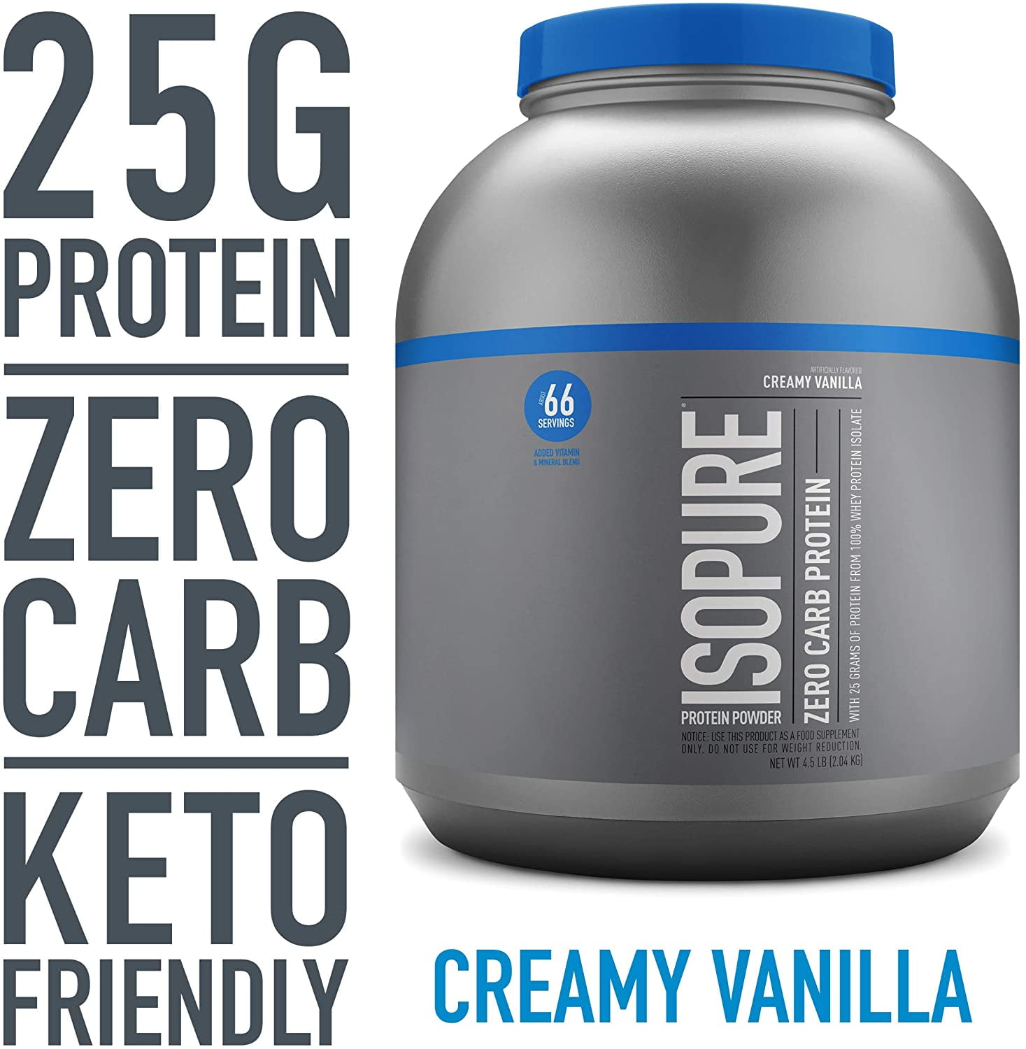 Isopure Zero Carb Protein Powder Creamy Vanilla 4.5 lb 2.04 kg