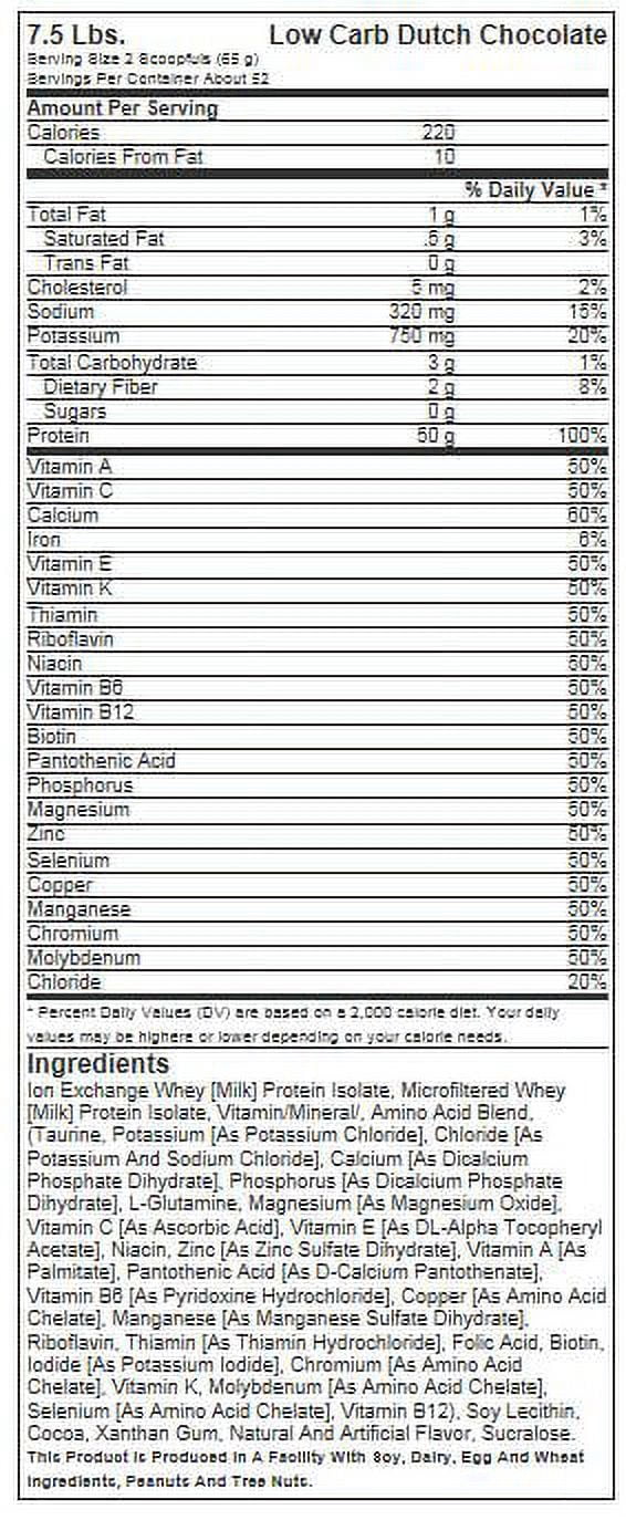 Isopure Low Carb Protein Dutch Chocolate 7.5 lb 52 Servings