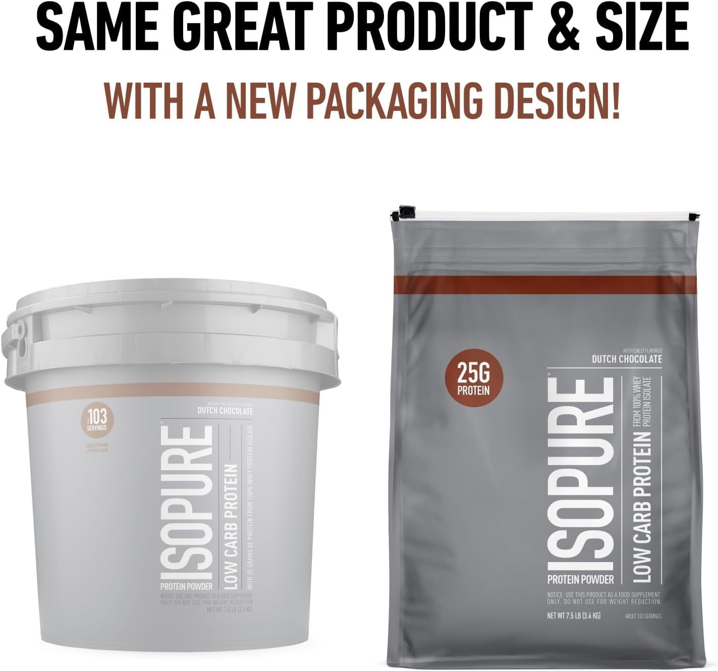 Isopure Low Carb Whey Isolate Protein Powder Dutch Chocolate 103 Servings 7.5 lb Keto Friendly Gluten