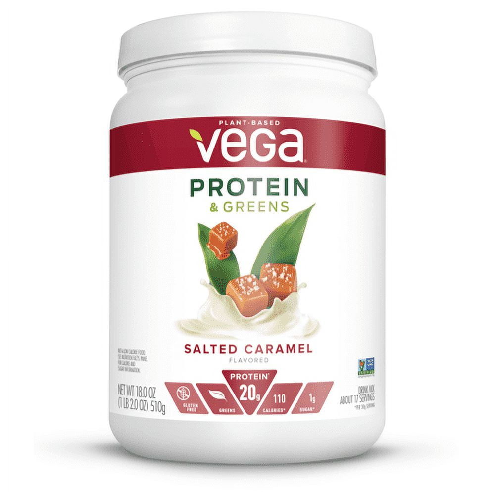 Vega Salted Caramel Plant Protein Greens Powder 20g Protein 1.1 Lb