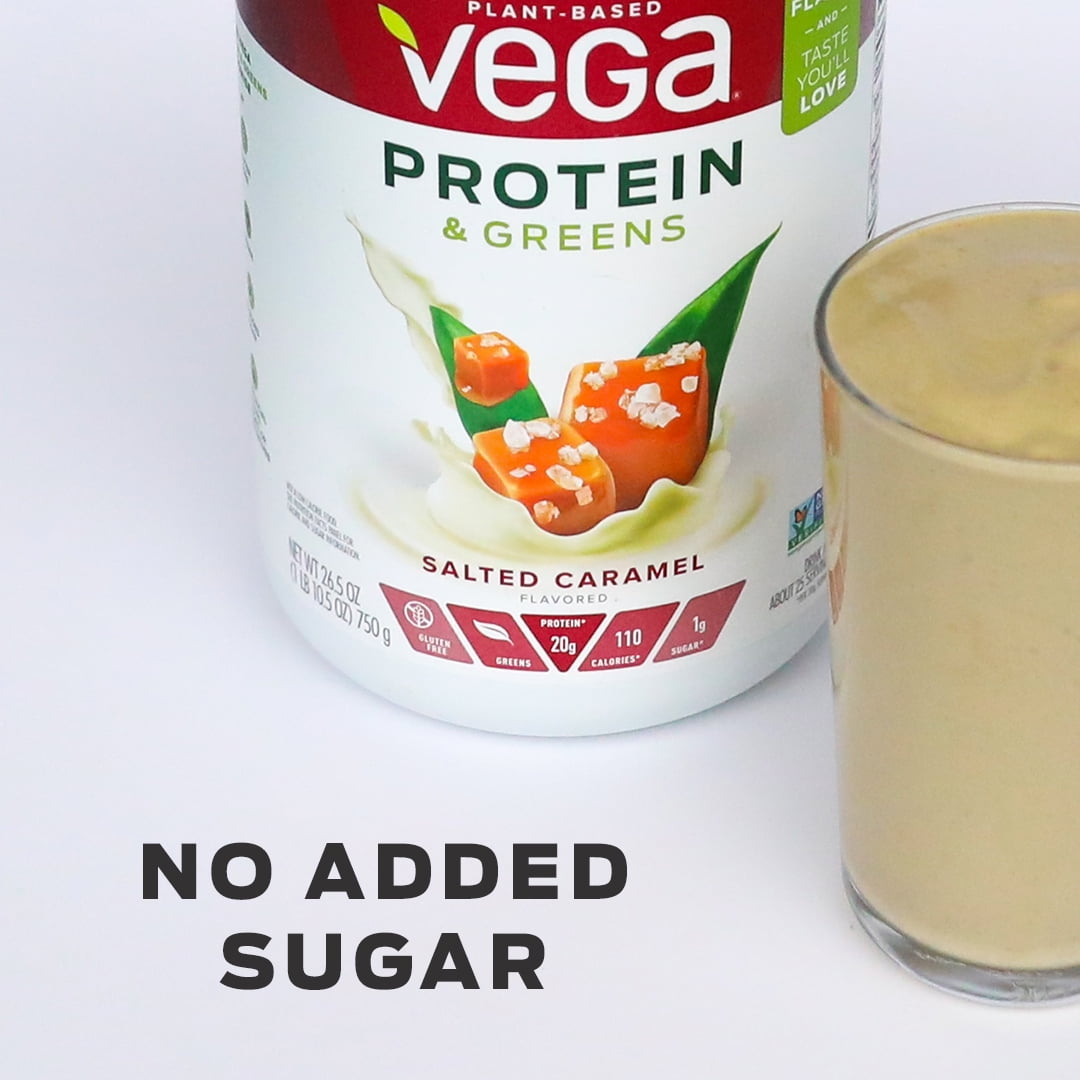 Vega Salted Caramel Plant Protein Greens Powder 20g Protein 1.1 Lb