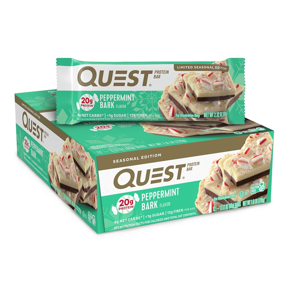 Quest Nutrition Protein Bar 21g Protein Limited Edition Peppermint Bark 12 Count