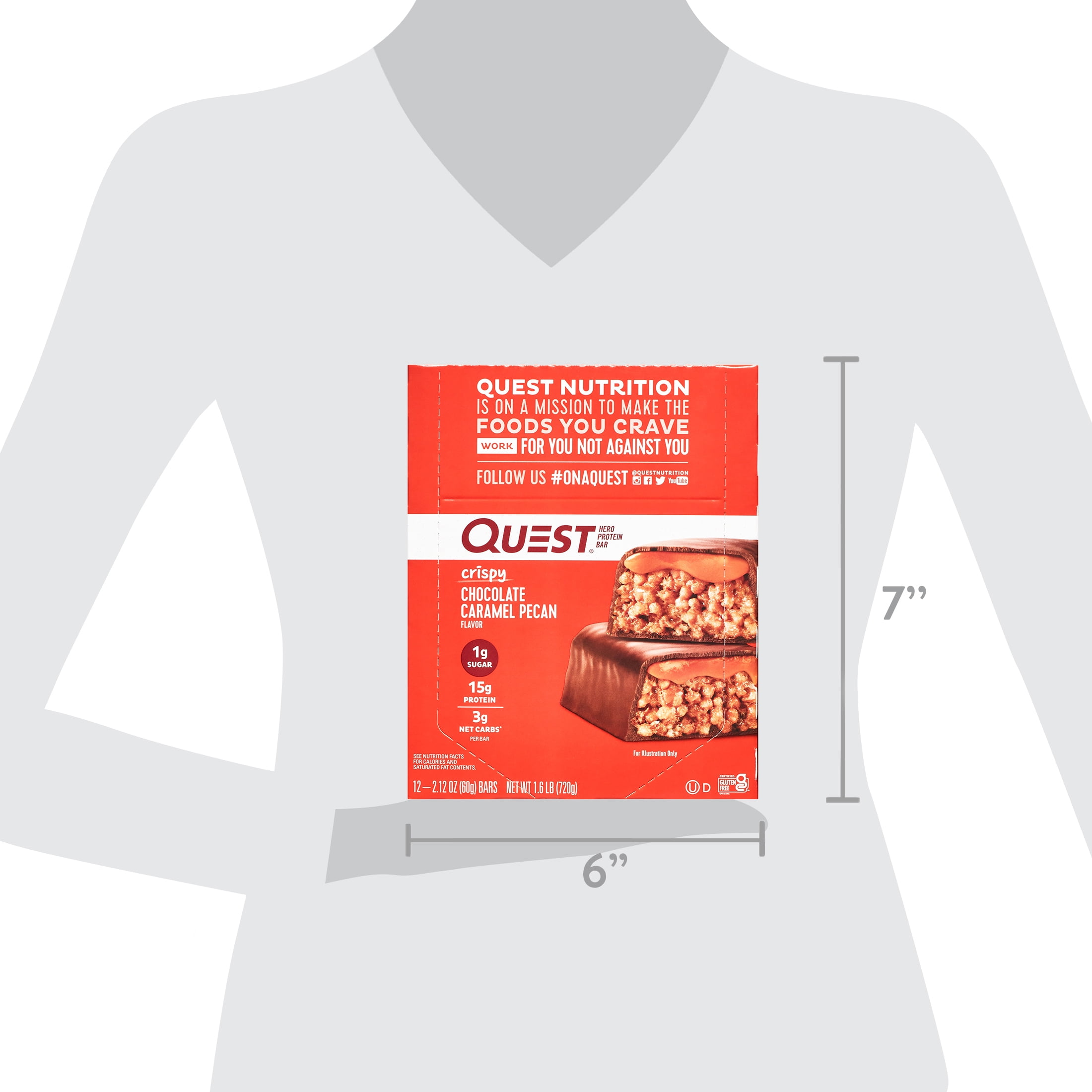Quest Hero Protein Bars Low Carb Gluten Free Chocolate Caramel Pecan 12 Count