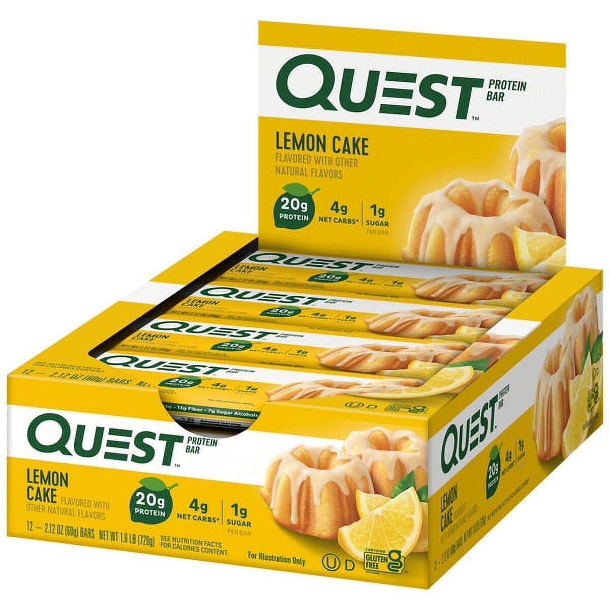Quest Protein Bar High Protein Keto Friendly Lemon Cake 12 Count