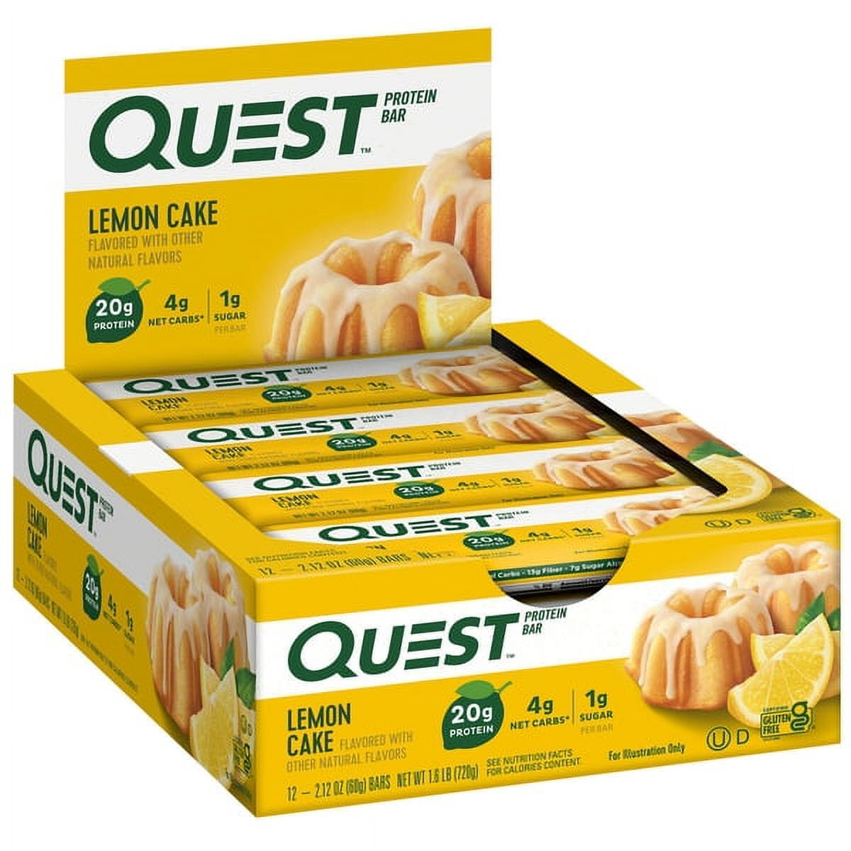 Quest Protein Bar High Protein Keto Friendly Lemon Cake 12 Count