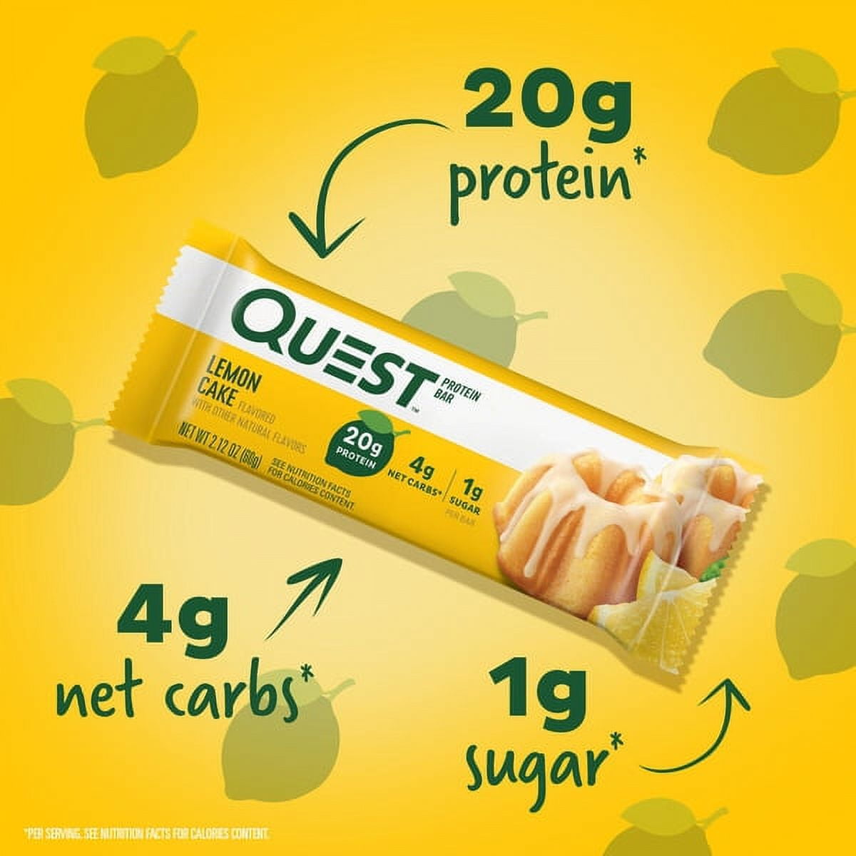 Quest Protein Bar High Protein Keto Friendly Lemon Cake 12 Count