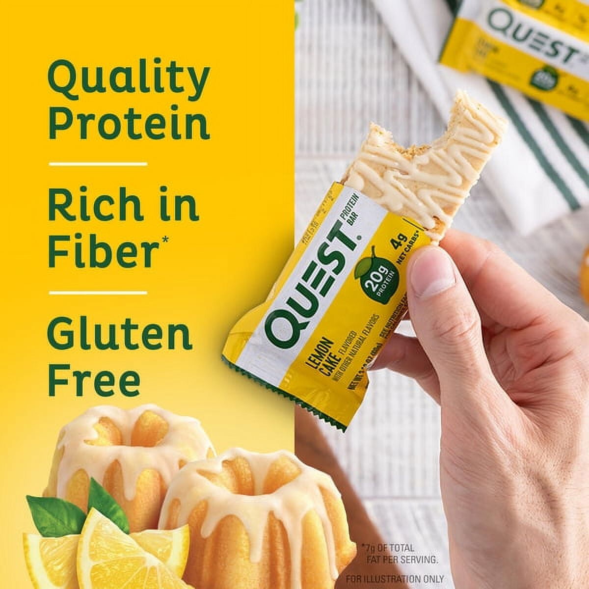Quest Protein Bar High Protein Keto Friendly Lemon Cake 12 Count