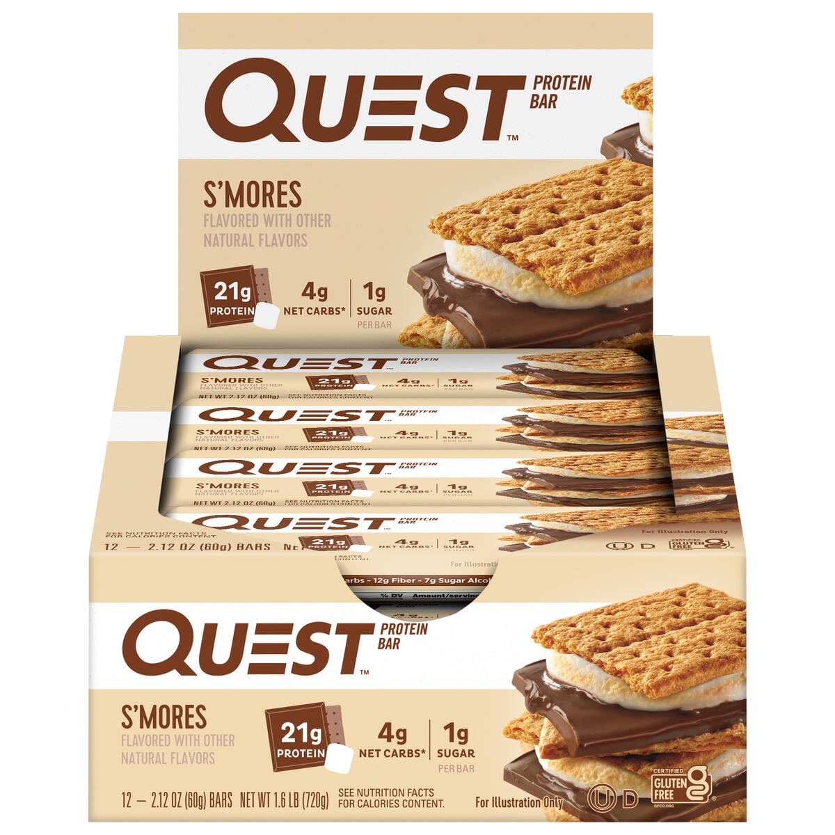 Quest Protein Bar S'mores High Protein Low Carb Gluten Free Keto Friendly 12 Count