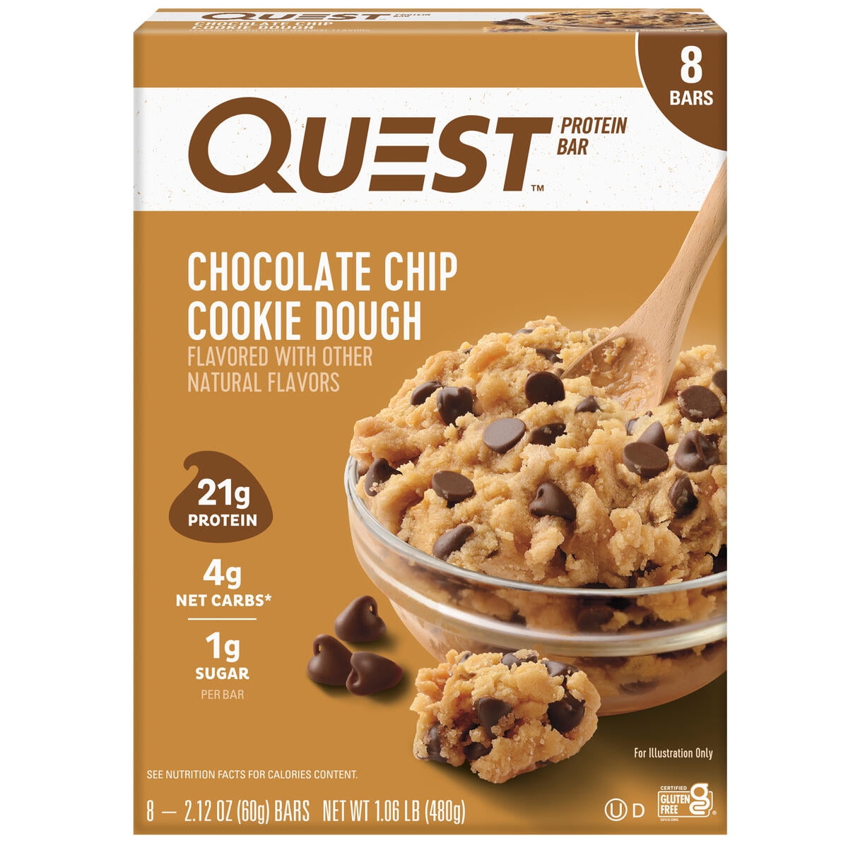 Quest Chocolate Chip Cookie Dough Protein Bar 8 Pack