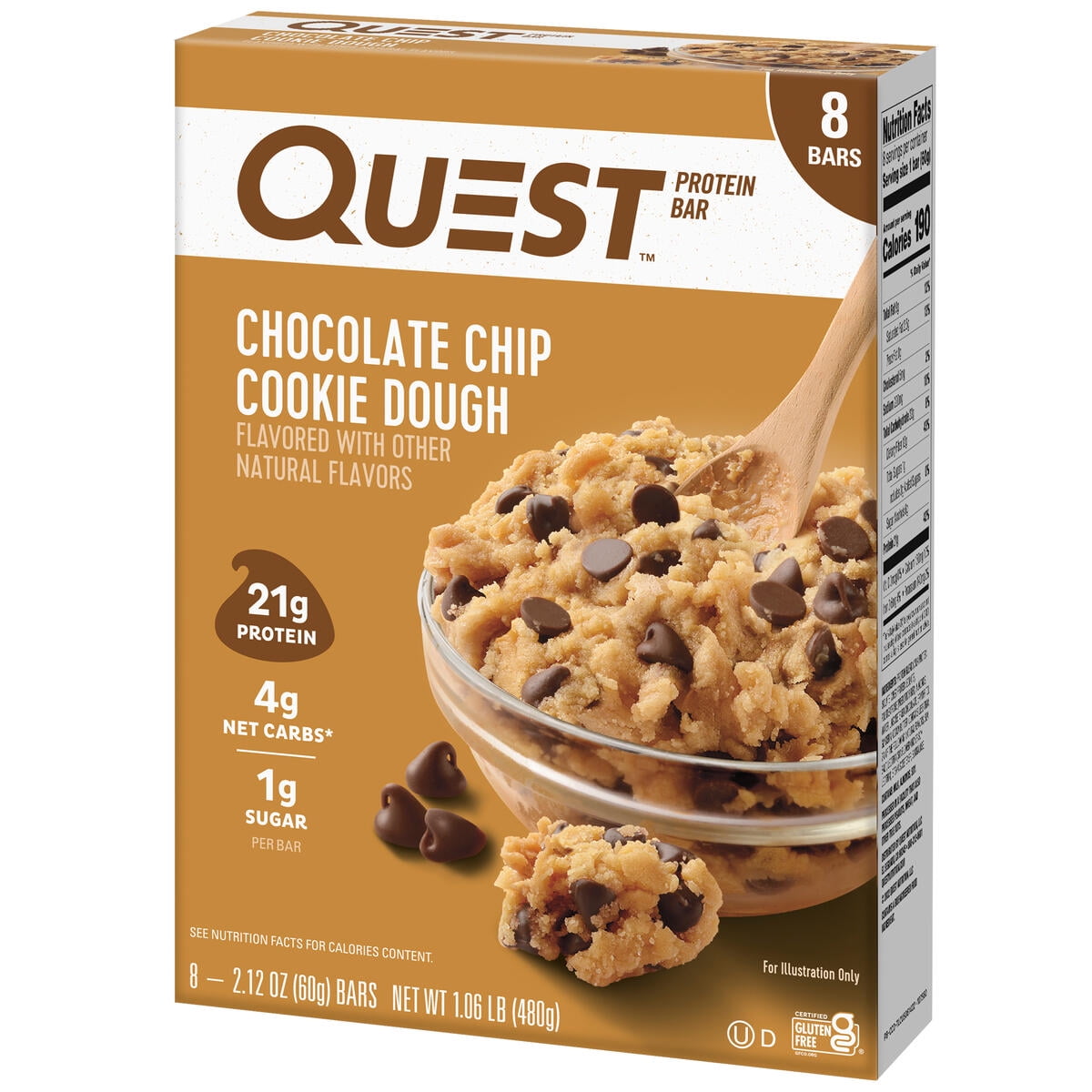 Quest Chocolate Chip Cookie Dough Protein Bar 8 Pack
