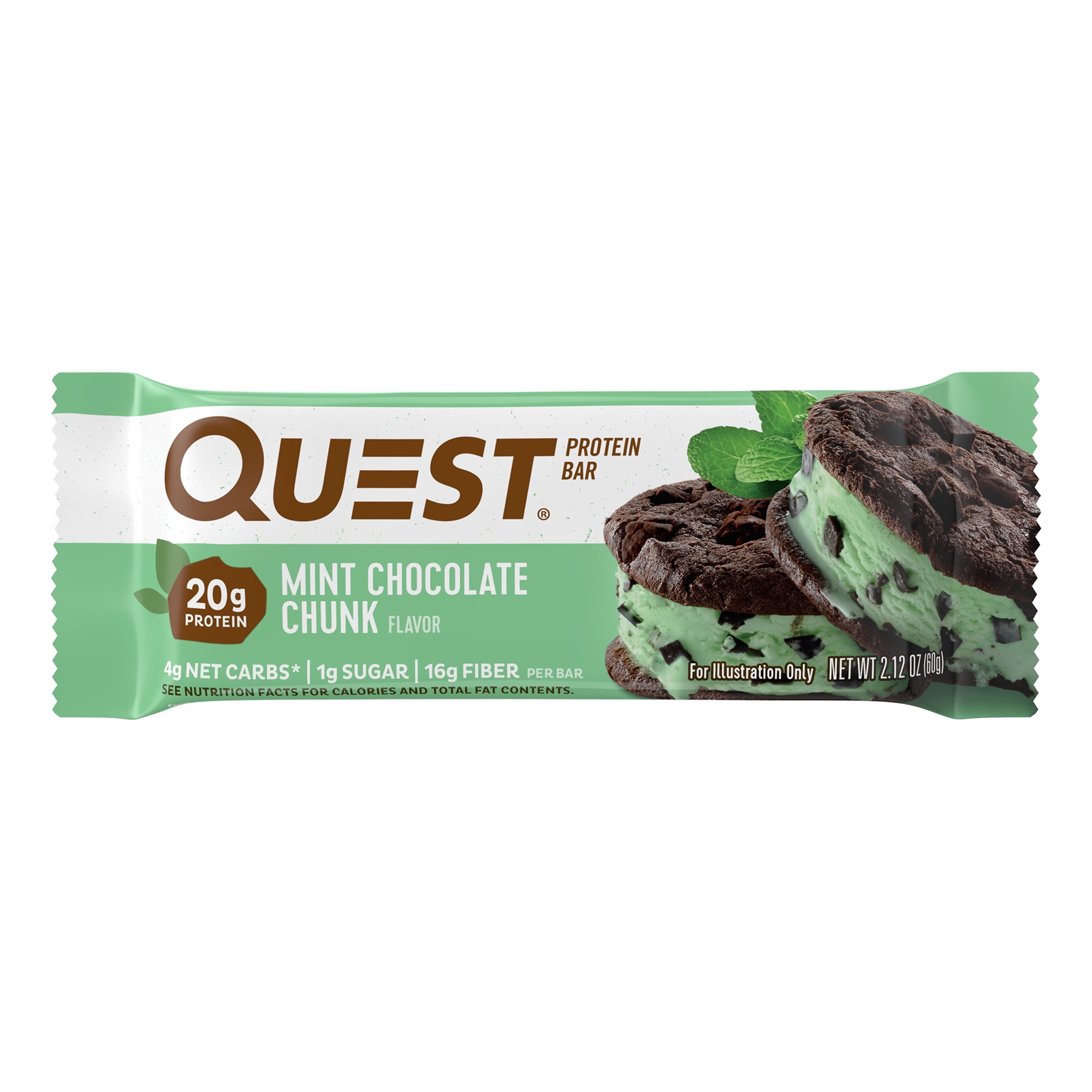 Quest Mint Chocolate Chunk Protein Bar 20g Protein Gluten Free 12 Count