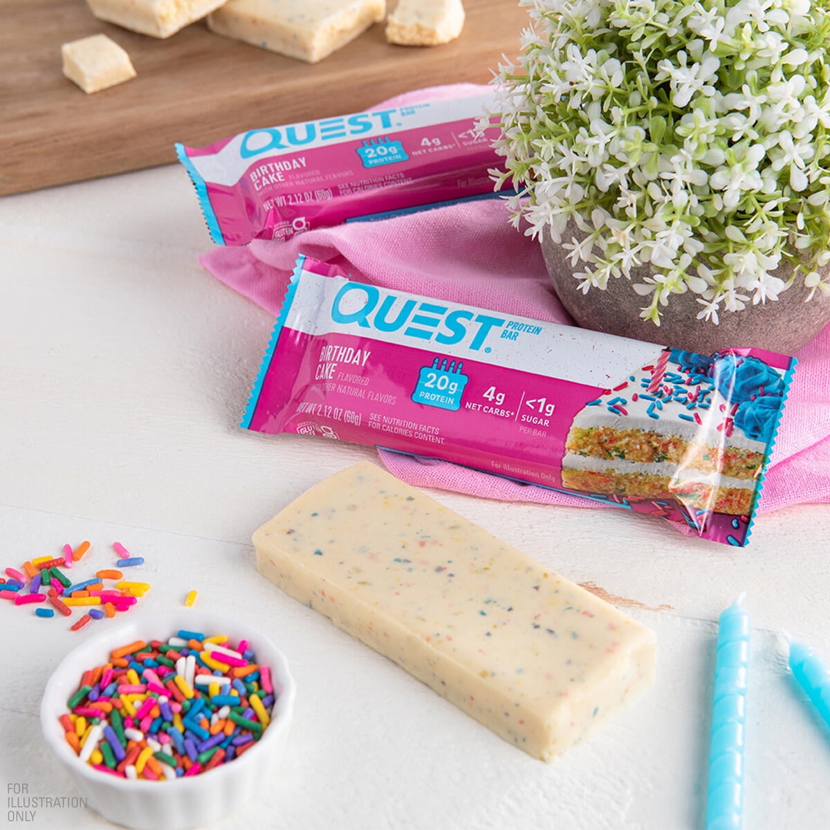 Quest Birthday Cake Flavor Protein Bar 21g Protein Gluten-Free 12 Count