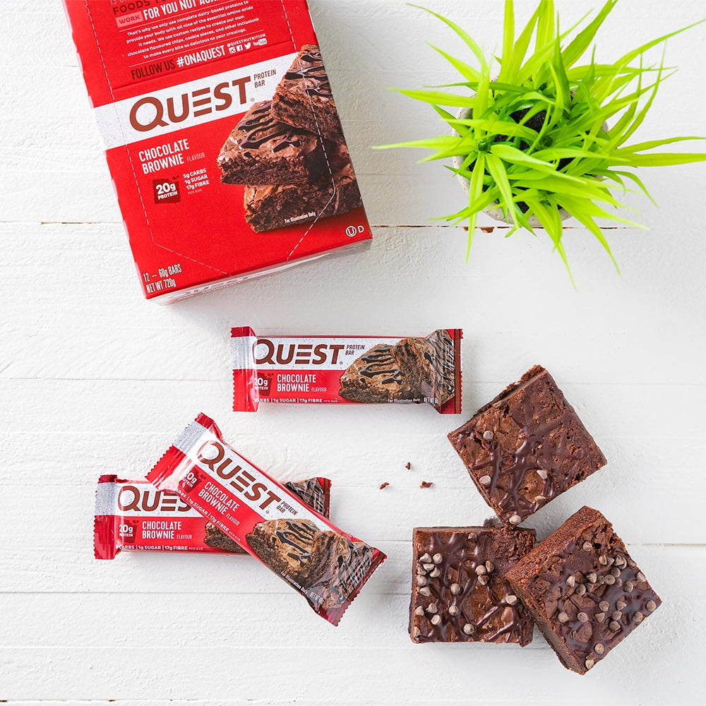 Quest Chocolate Brownie Protein Bar 20g Protein 12 Count
