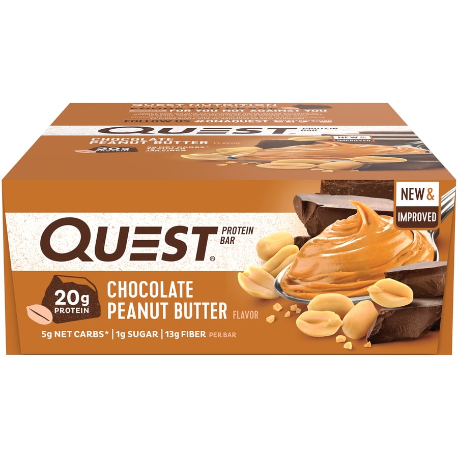Quest Chocolate Peanut Butter Protein Bar Gluten Free 12 Count 20g Protein