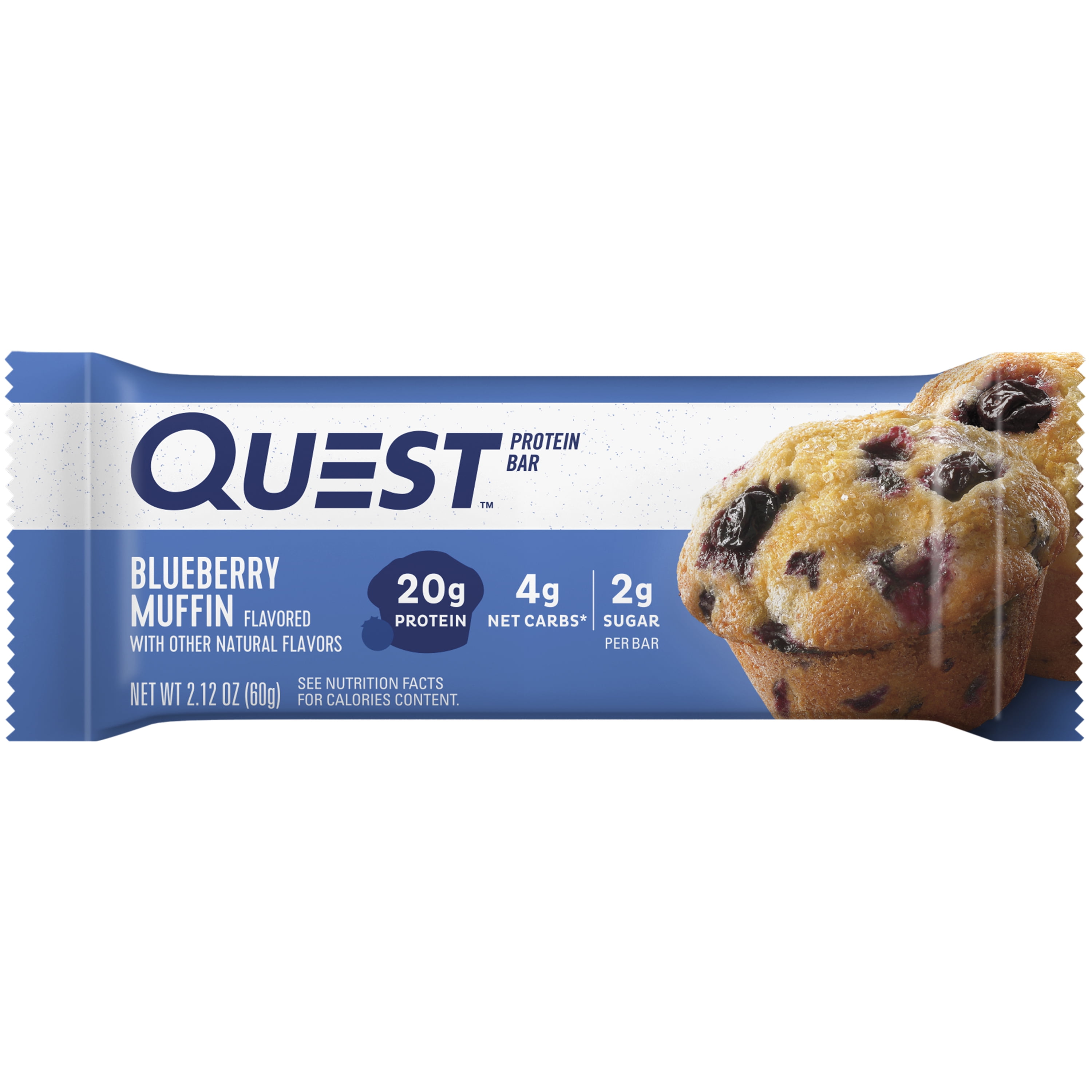 Quest Blueberry Muffin Protein Bar 20g Protein Gluten Free 12 Count