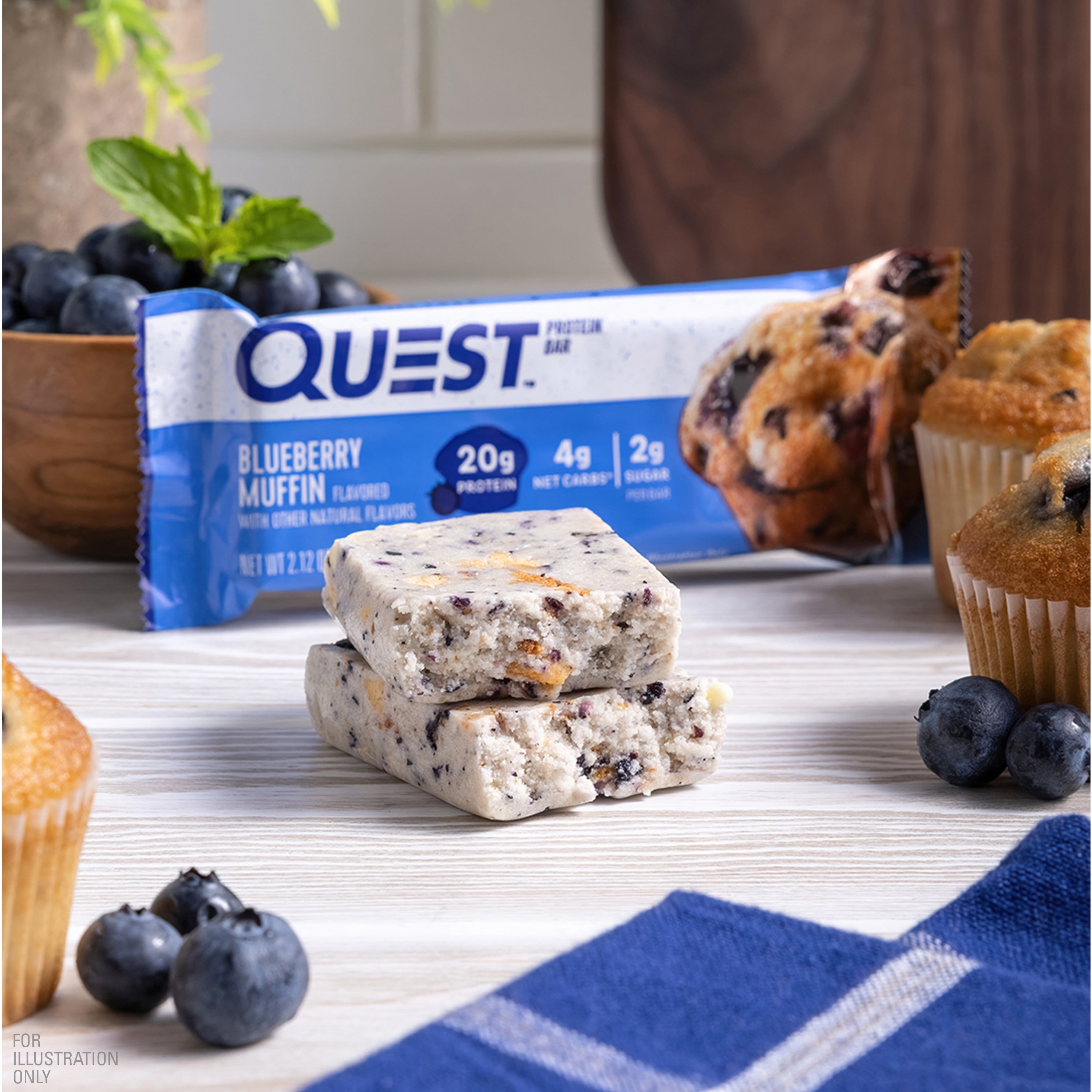 Quest Blueberry Muffin Protein Bar 20g Protein Gluten Free 12 Count
