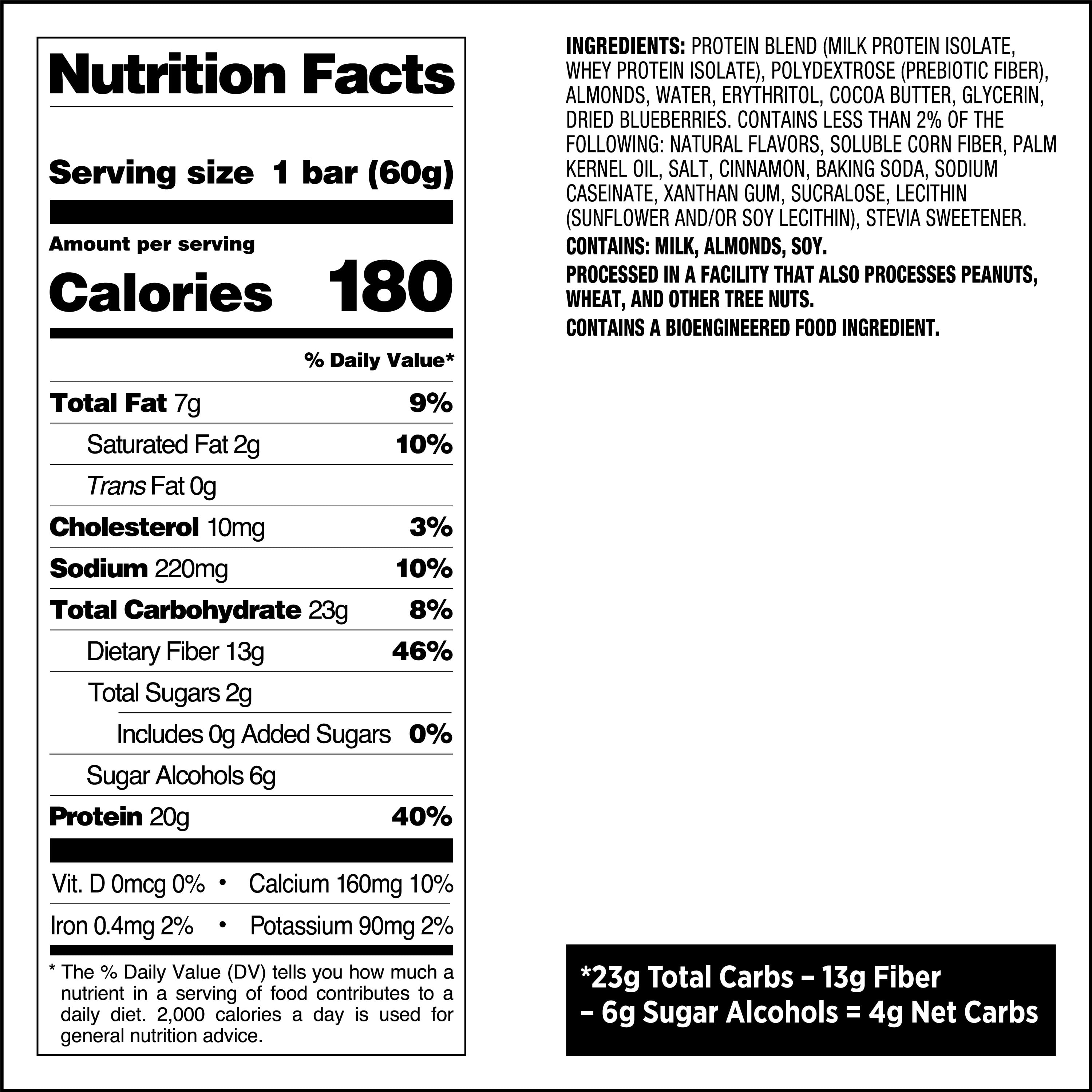 Quest Blueberry Muffin Protein Bar 20g Protein Gluten Free 12 Count