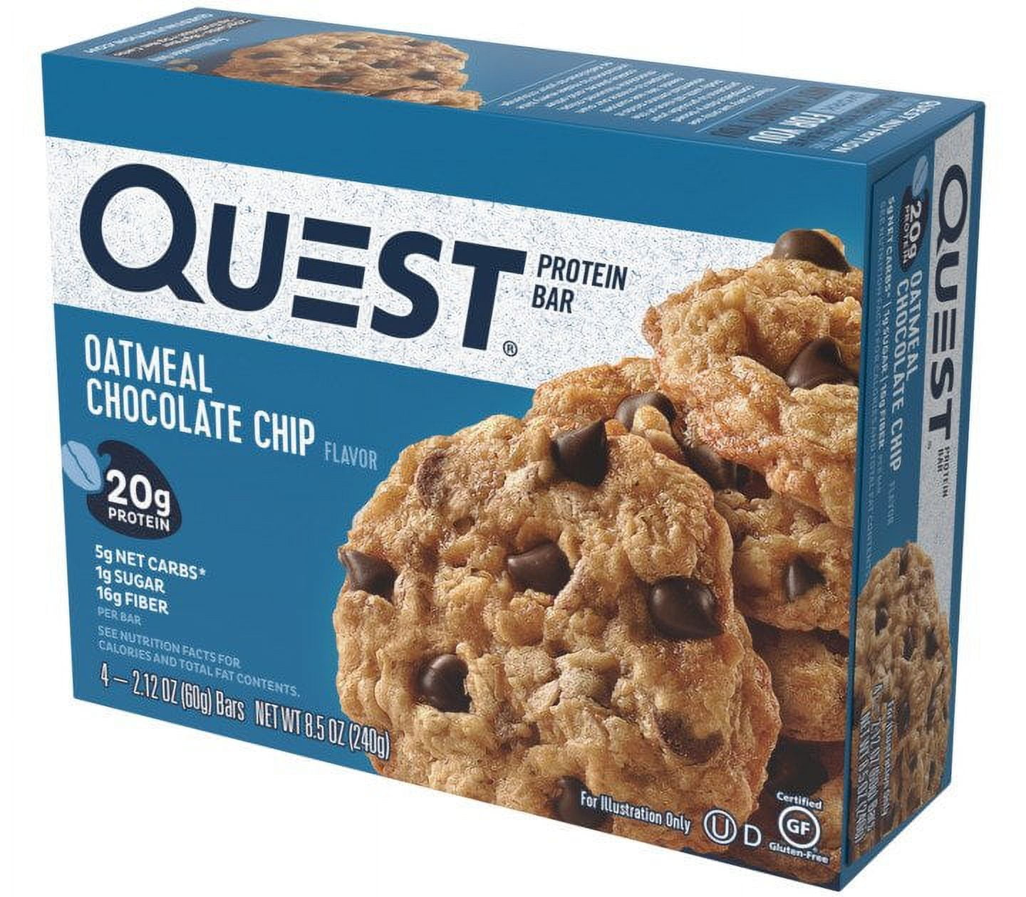 Quest Oatmeal Chocolate Chip Protein Bars 20g Protein 4 Count