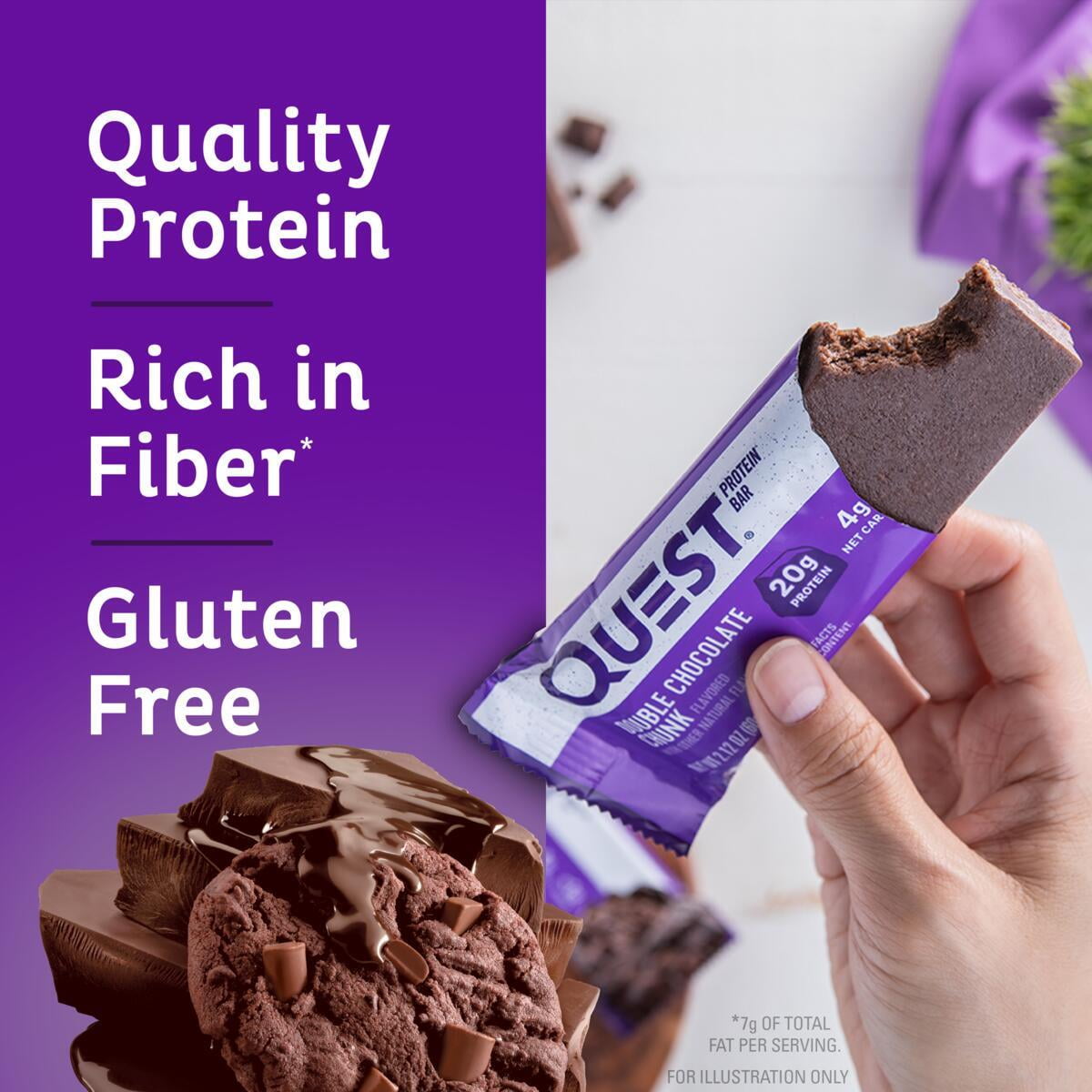 Quest Protein Bar Double Chocolate Chunk High Protein Gluten Free 12 Count