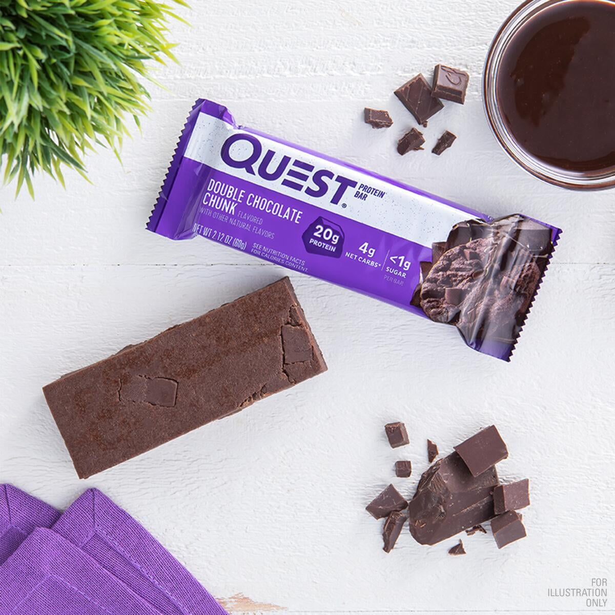 Quest Protein Bar Double Chocolate Chunk High Protein Gluten Free 12 Count