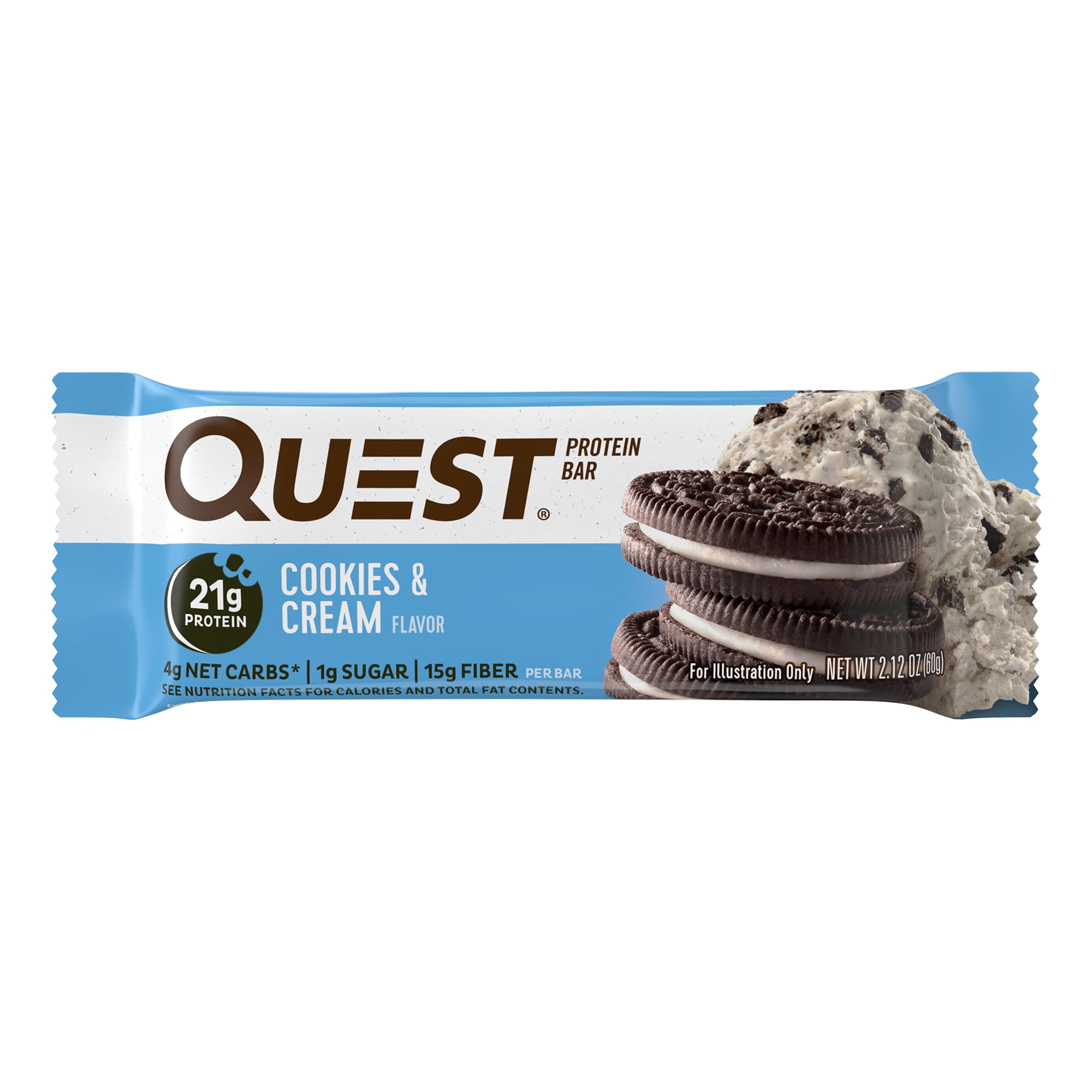 Quest Protein Bar Cookies Cream 21g Protein 12 Count