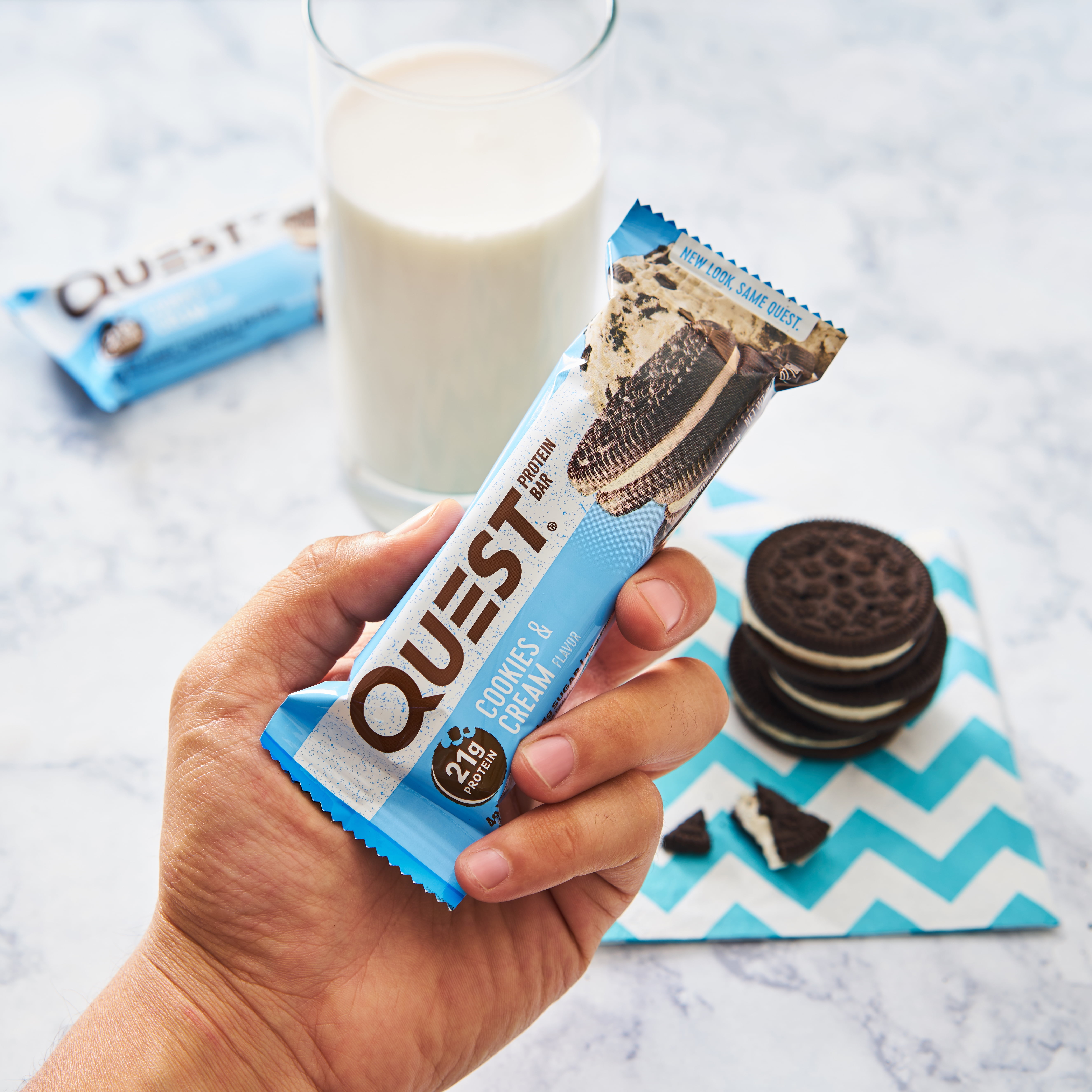 Quest Protein Bar Cookies Cream 21g Protein 12 Count