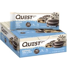 Quest Dipped Protein Bars Low Sugar High Protein Cookies and Cream 12 Count