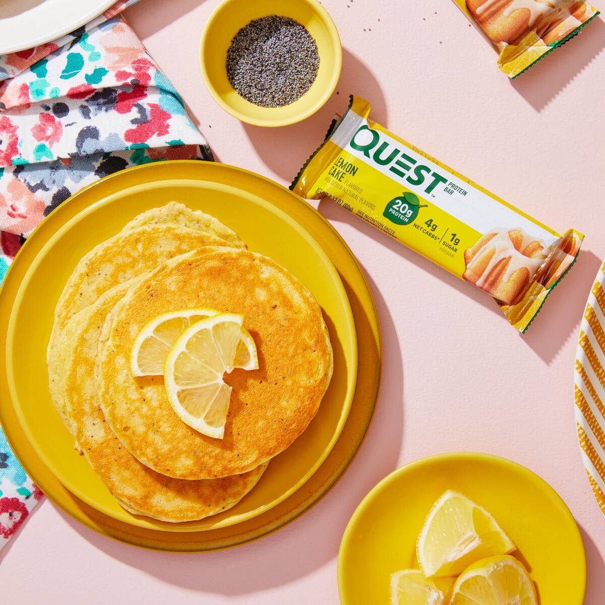 Quest Lemon Cake Protein Bar 20g Protein Gluten Free 4 Count