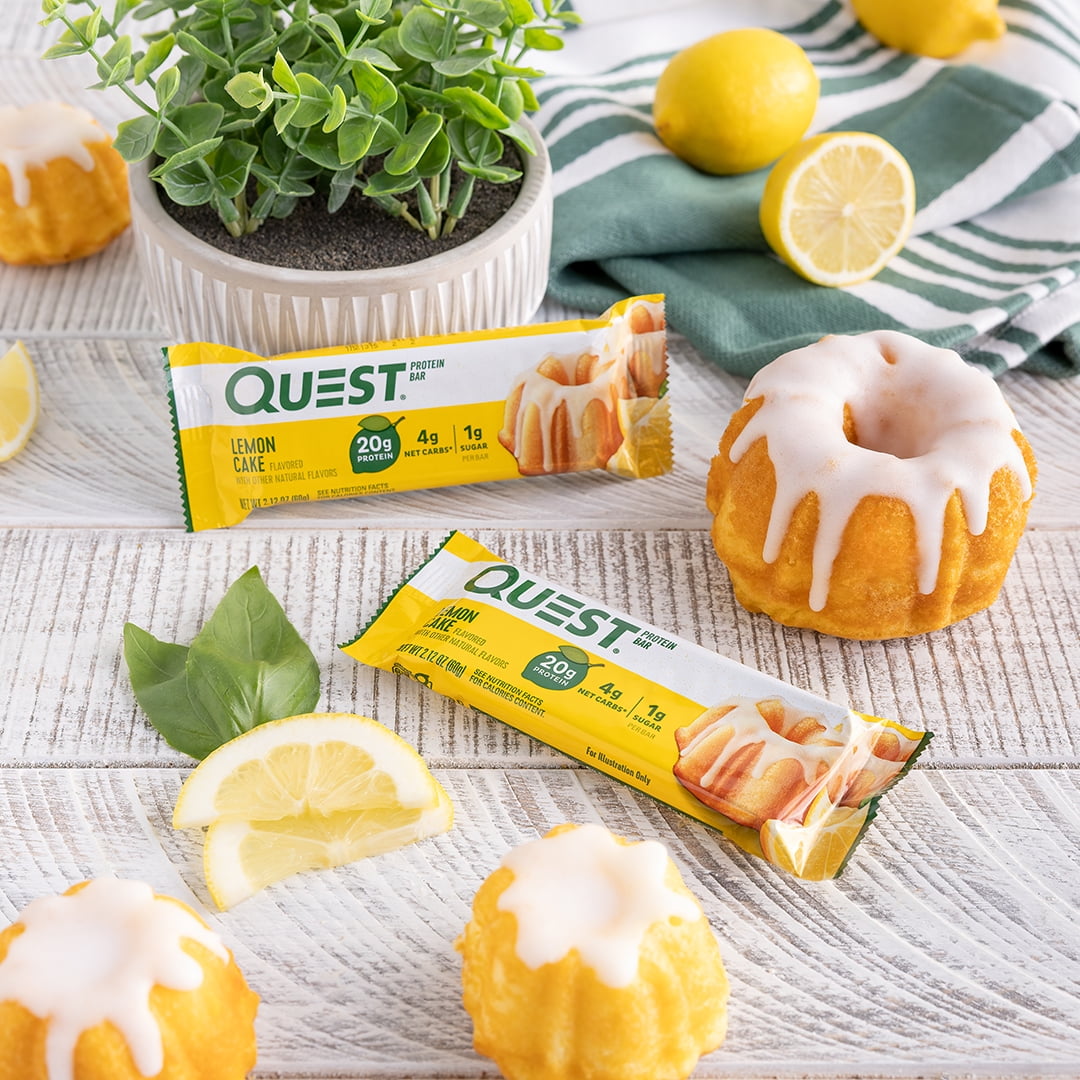 Quest Lemon Cake Protein Bar 20g Protein Gluten Free 4 Count