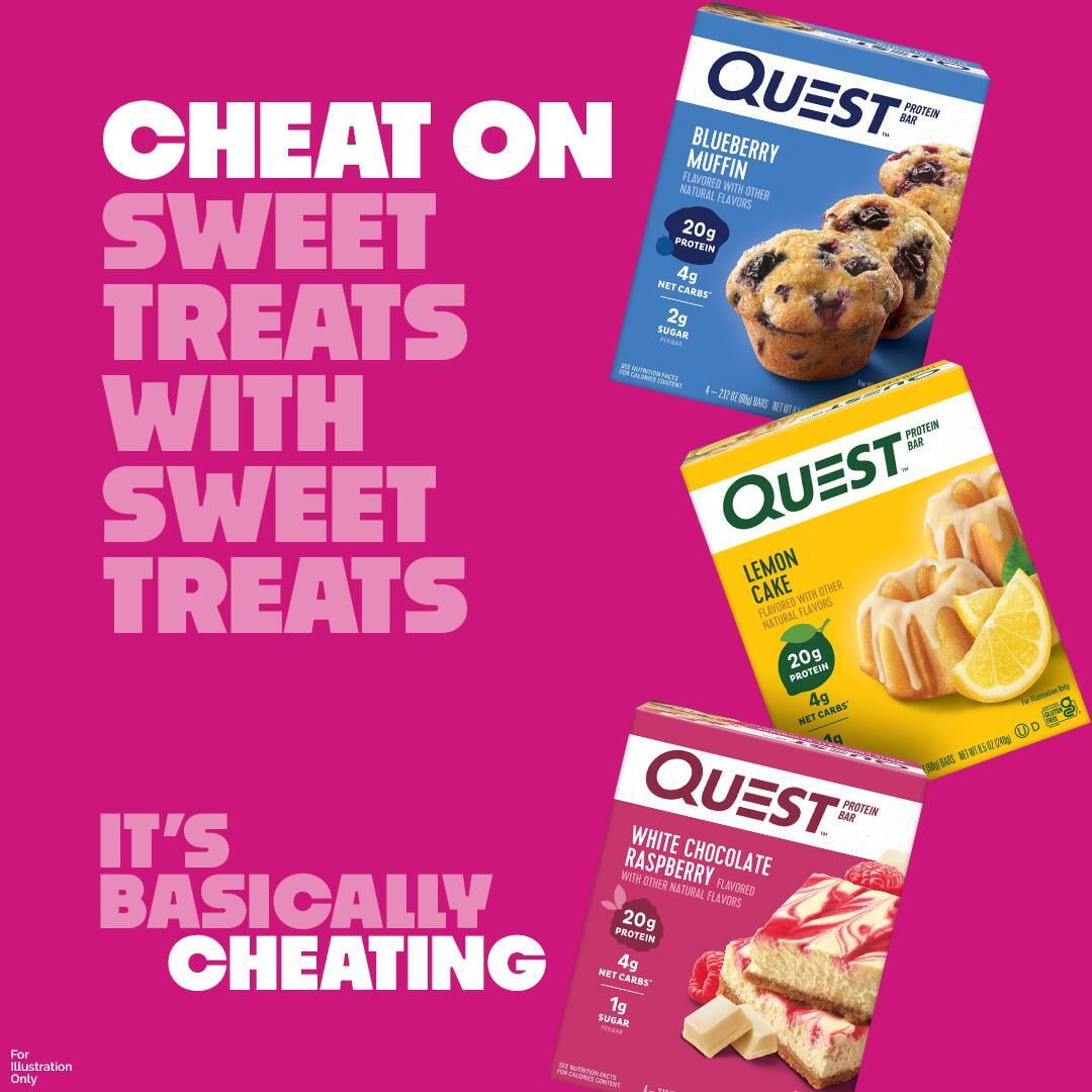Quest Lemon Cake Protein Bar 20g Protein Gluten Free 4 Count