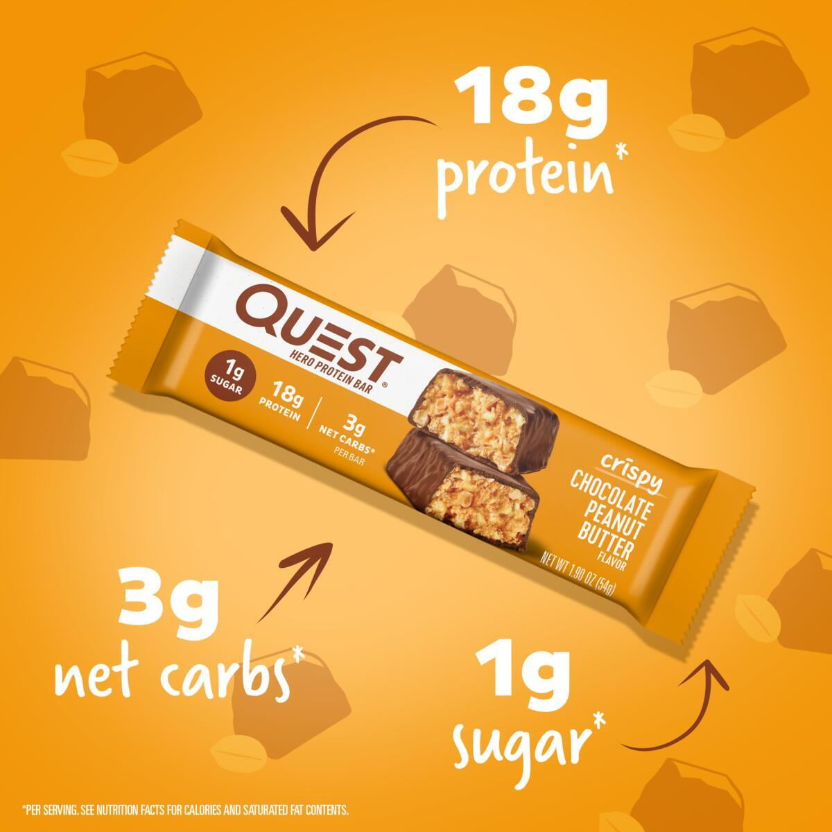 Quest Nutrition Crispy Protein Bar Chocolate Peanut Butter Flavor Gluten Free 12 Count